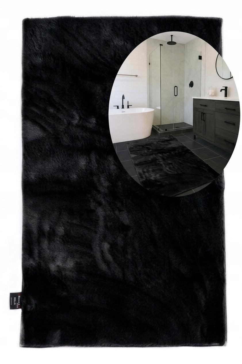 Bathroom Rug Anti-slip Soft Rabbit Black 80x120 cm Bella