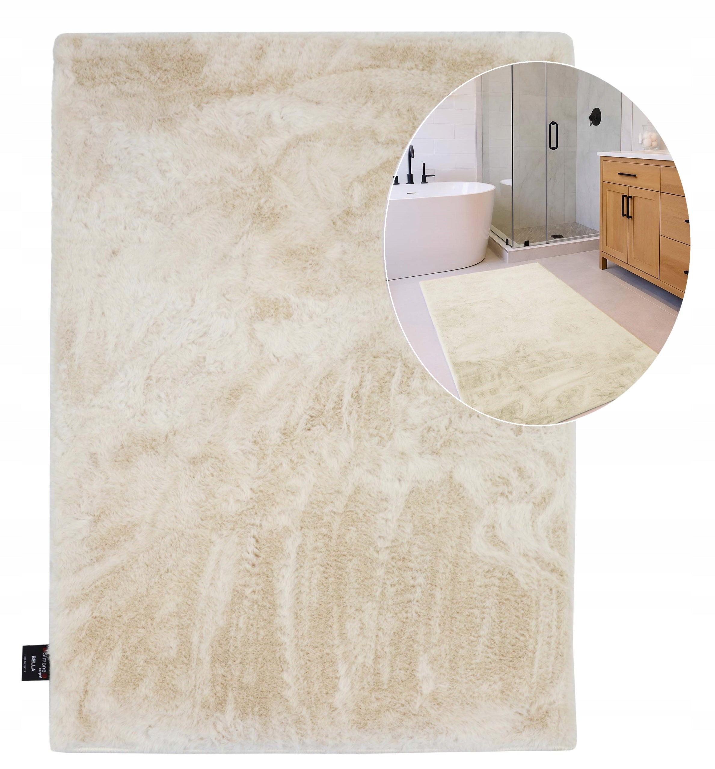 Bathroom Rug Anti-slip Soft Rabbit Cream 60x90 cm Bella