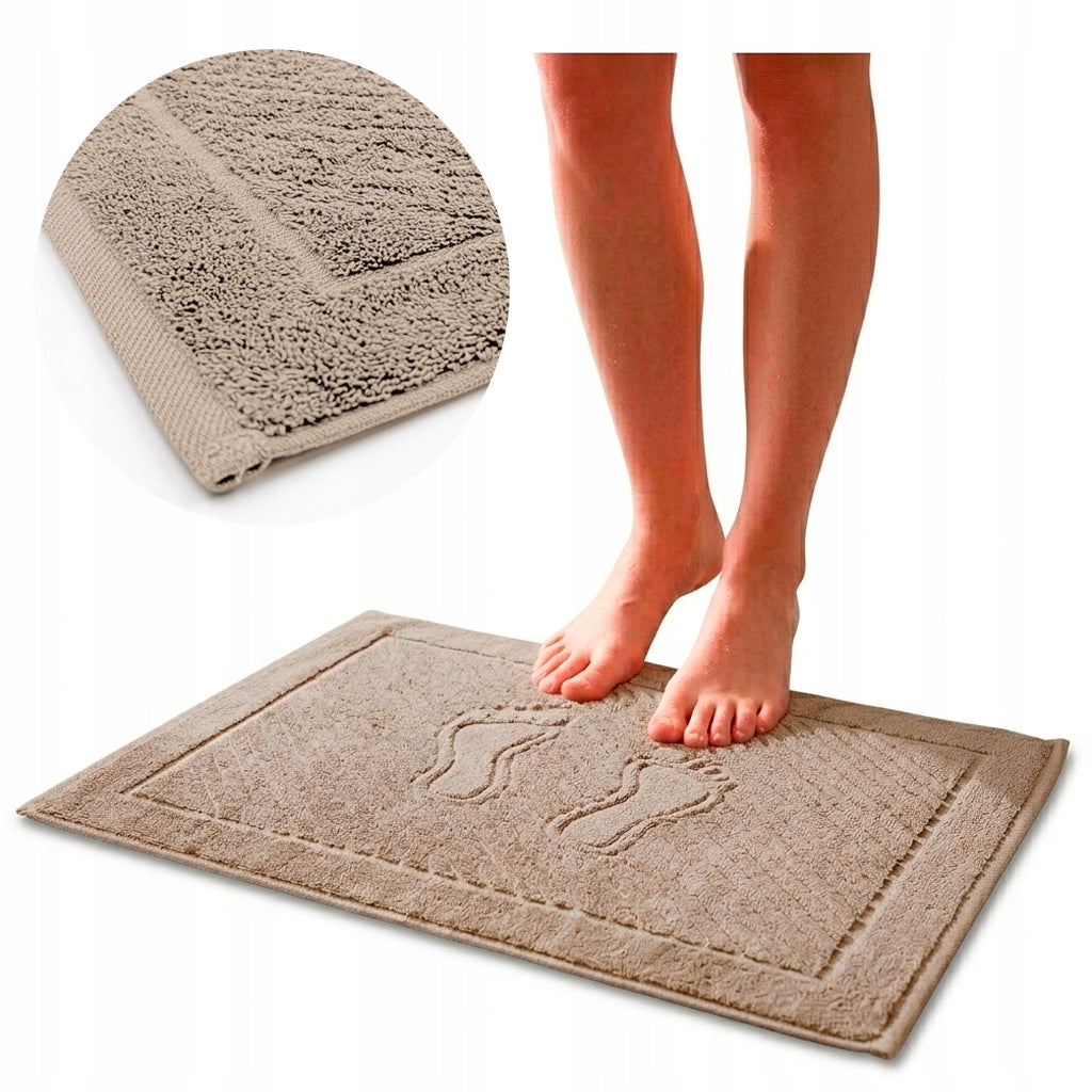 Bathroom Rug Beige 50x70 Cotton 650g Soft Absorbent Towel ESLI