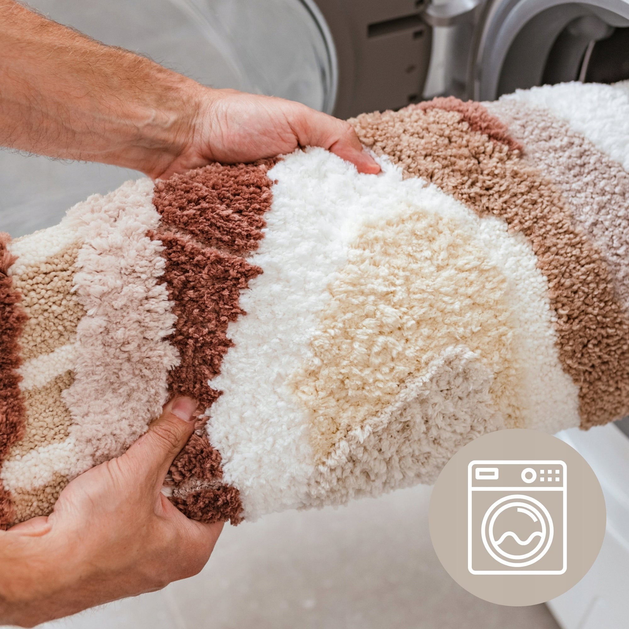 Bathroom Rug Beige Anti-slip 60x100cm Can Wash Soft Fluffy Brand e-floor