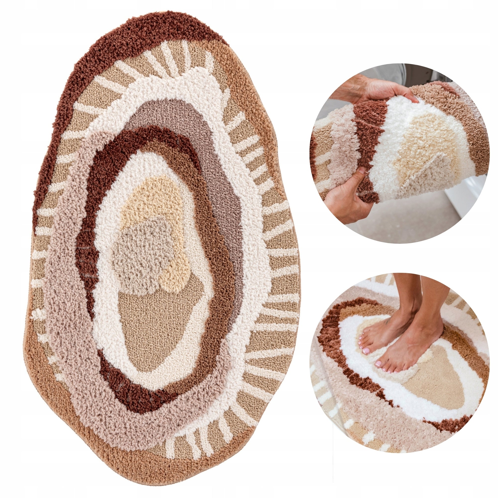 Bathroom Rug Beige Anti-slip 60x100cm Can Wash Soft Fluffy