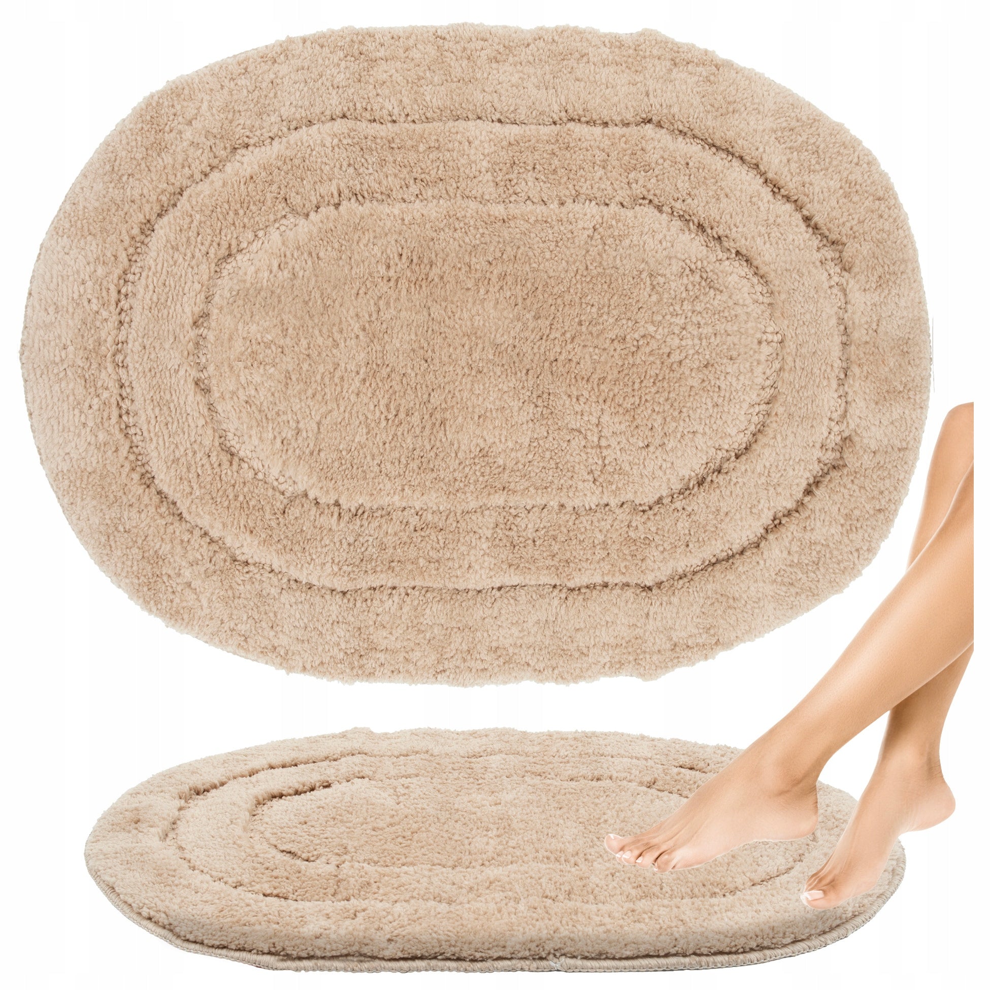 Bathroom Rug Beige Set 2pcs 40x60cm Oval Anti-Slip Soft Manufacturer code 507774X2