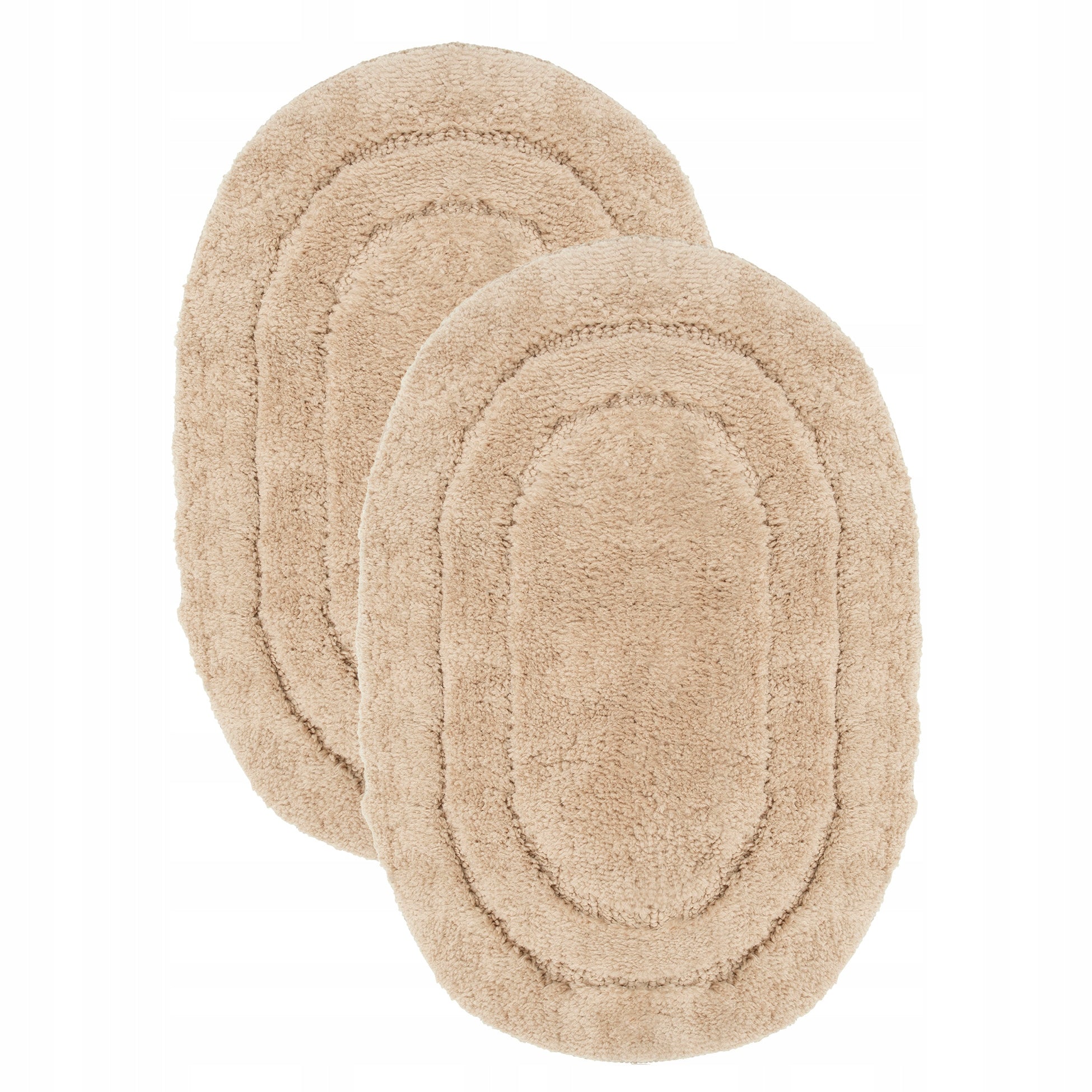 Bathroom Rug Beige Set 2pcs 40x60cm Oval Anti-Slip Soft