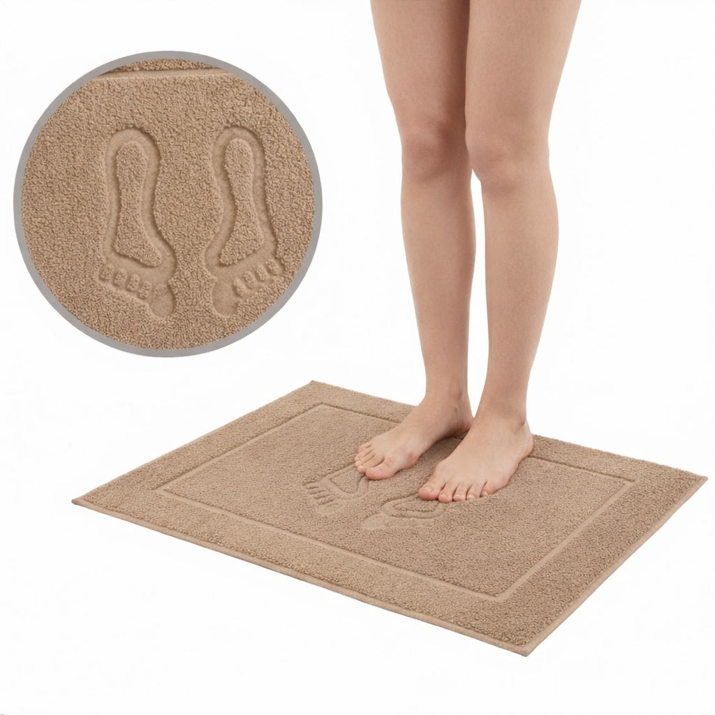 Bathroom Rug Beige Towel Foot Durable 50x70 650g/m2 100% Cotton