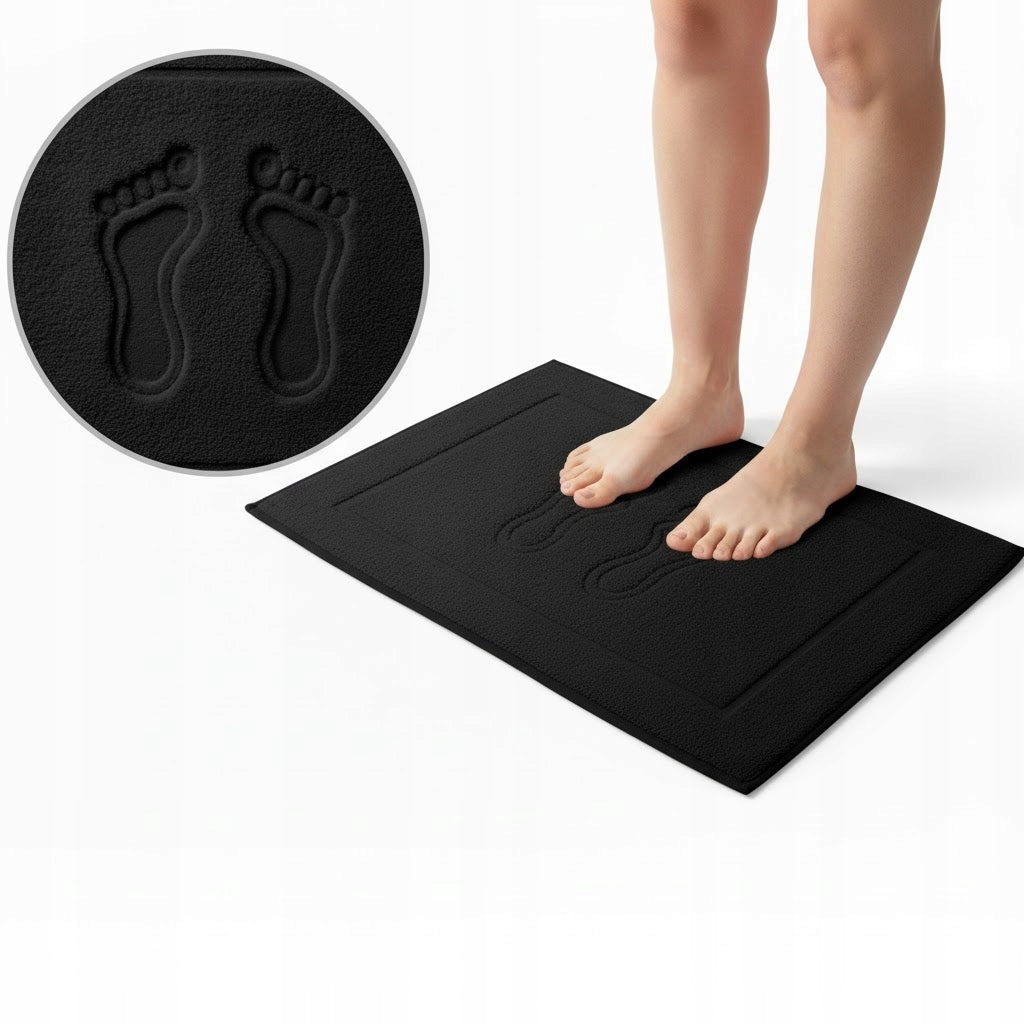 Bathroom Rug Black Towel Foot Durable 50x70 650g/m2 100% Cotton