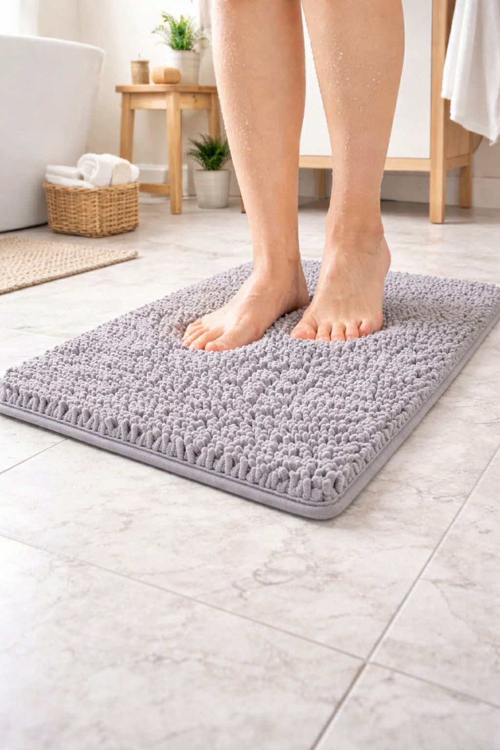 Bathroom Rug Chenille Non-Slip Quick Drying Soft Mat 60x40 Packaging status original
