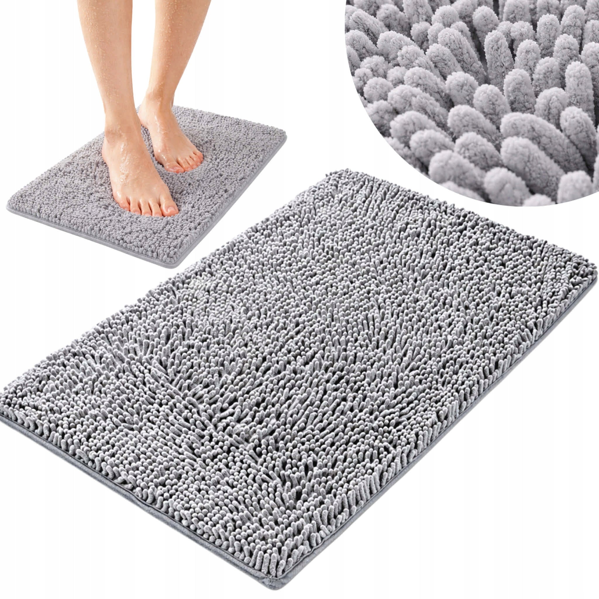 Bathroom Rug Chenille Non-Slip Quick Drying Soft Mat 60x40
