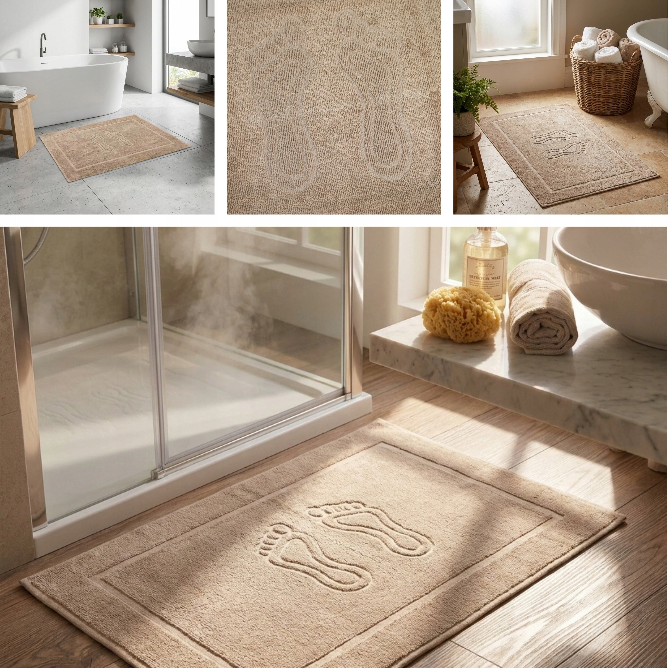 Bathroom Rug Cotton 100% Hotel Shower Mat 50x70cm Beige Packaging status original