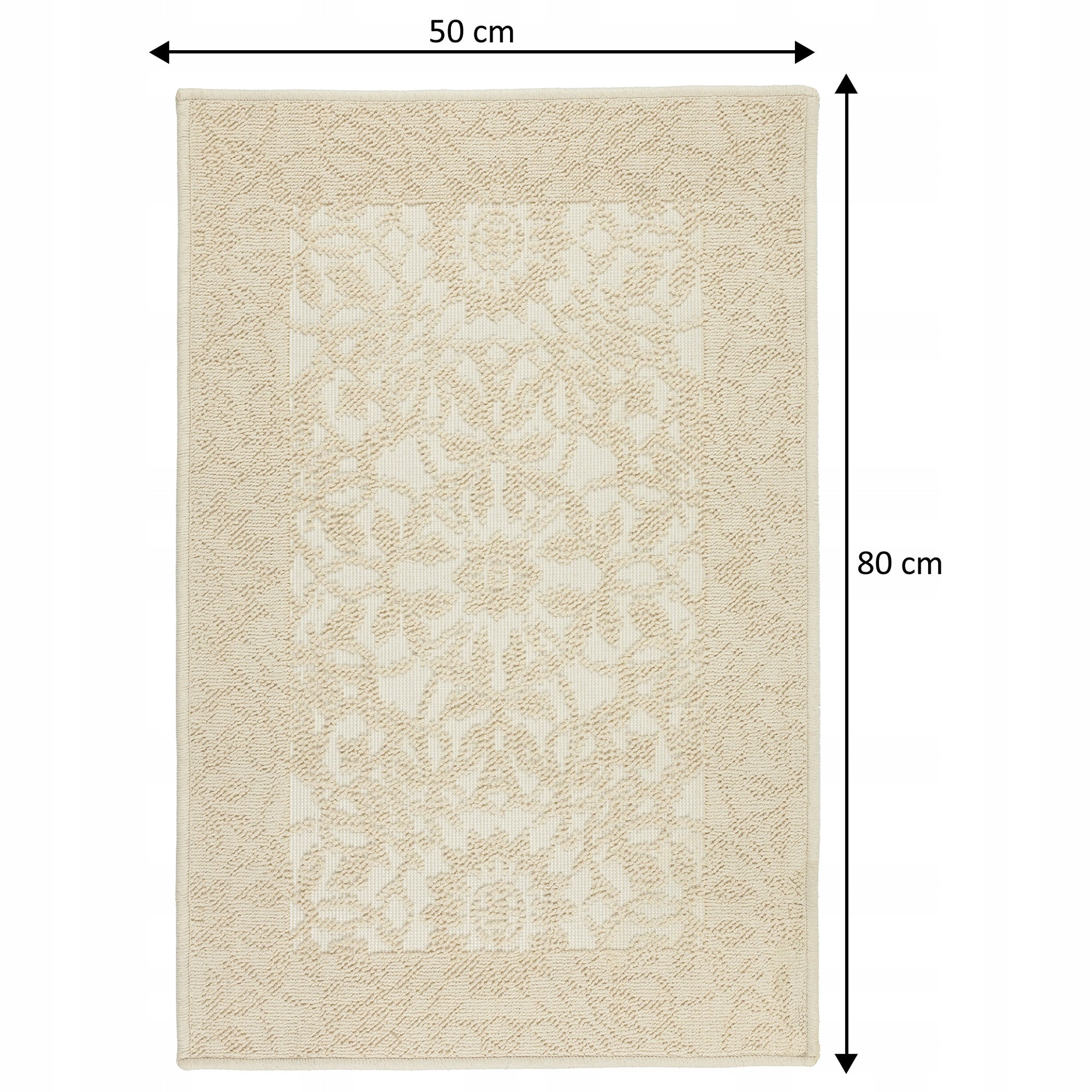 Bathroom Rug Cotton Beige Absorbent Non-Slip 50x80 Hotel Length 80 cm