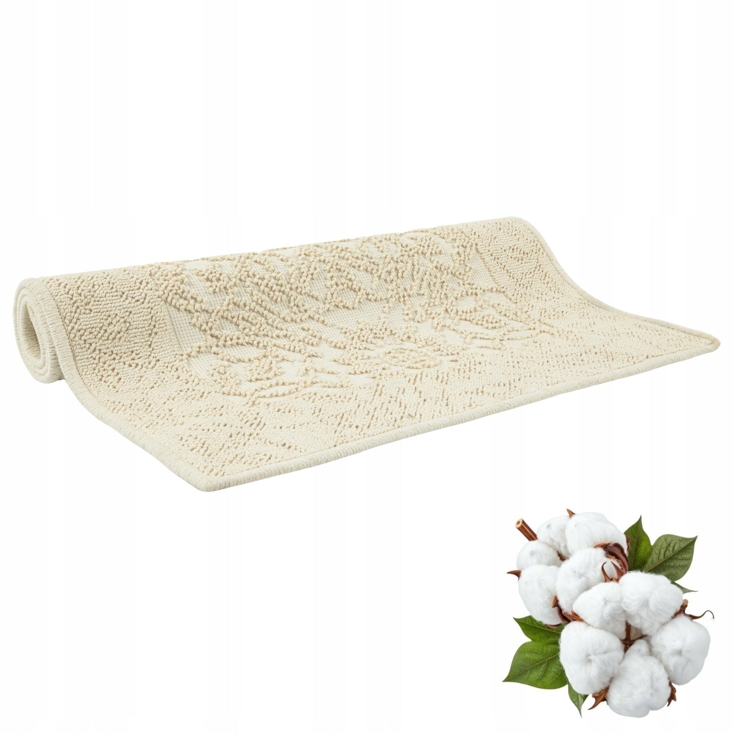 Bathroom Rug Cotton Beige Absorbent Non-Slip 50x80 Hotel Product width 50 cm