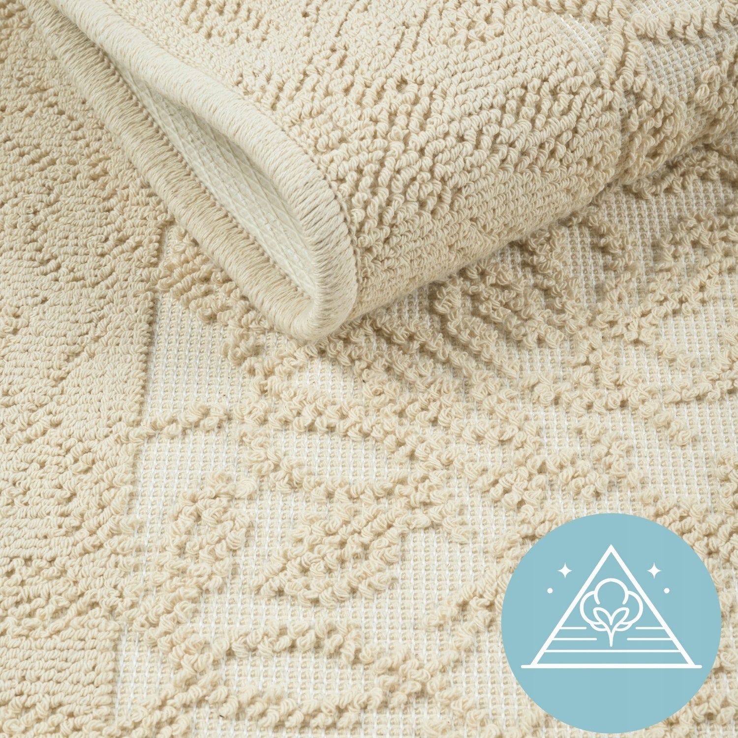 Bathroom Rug Cotton Beige Absorbent Non-Slip 50x80 Hotel Thickness 8 mm