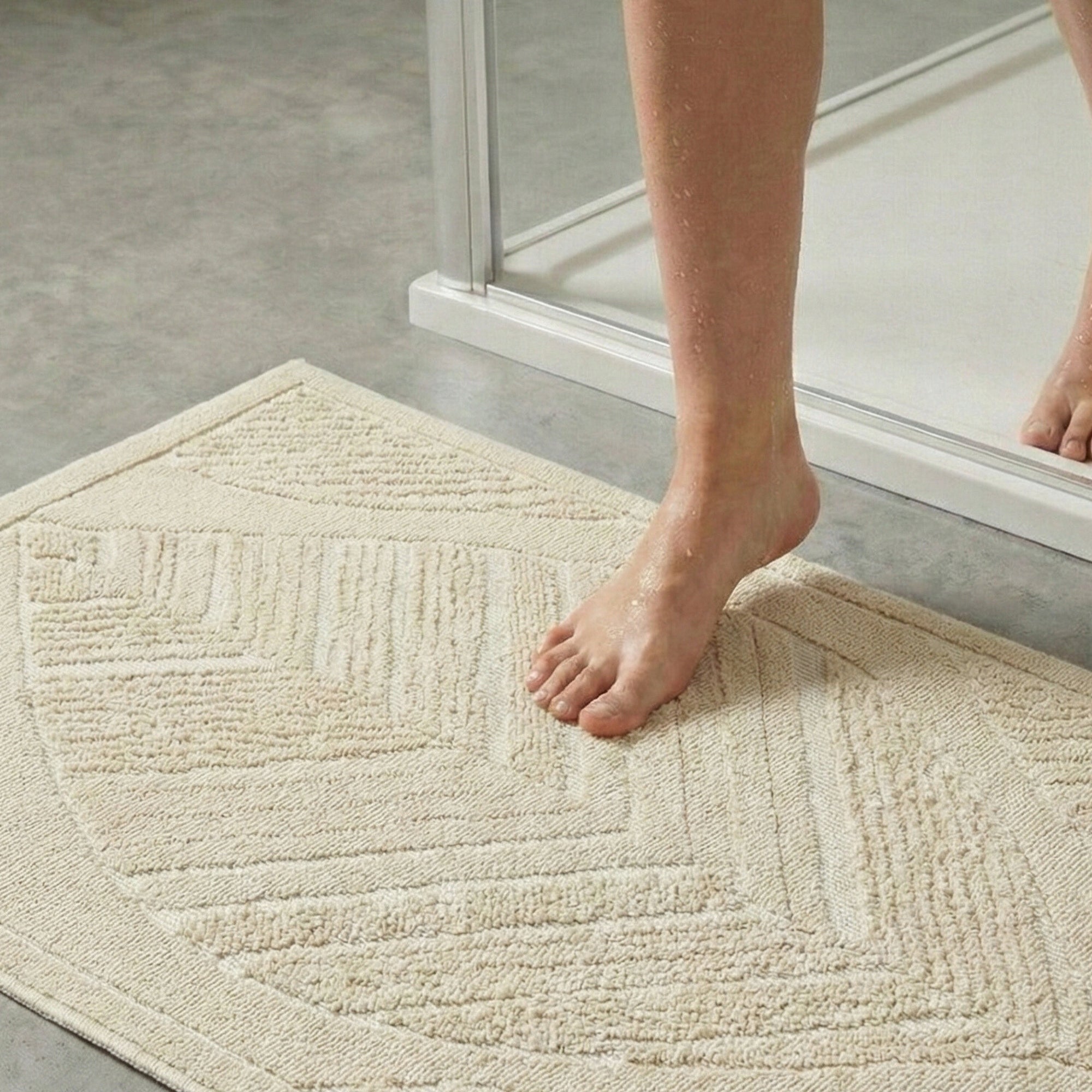 Bathroom Rug Cotton Egyptian Cotton Beige 60x90cm Non-slip Packaging status original