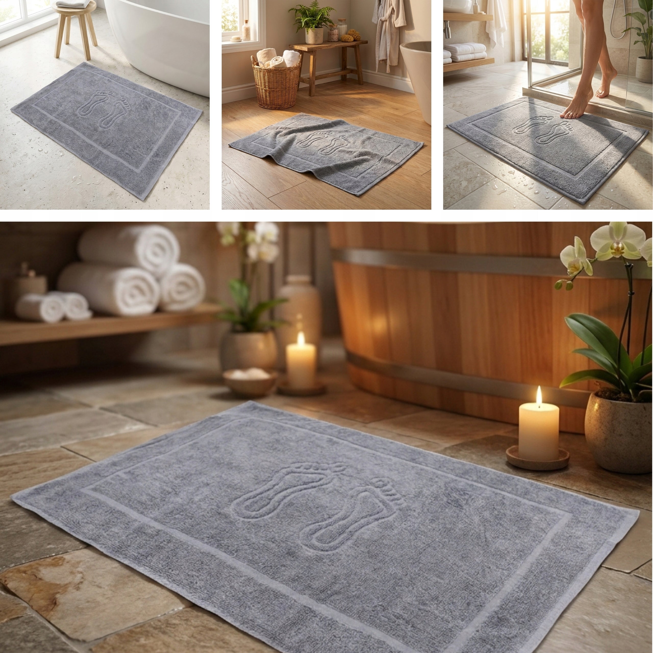 Bathroom Rug Cotton Foot Mat Grey ROSA Washing Grey 50x70cm Packaging status original