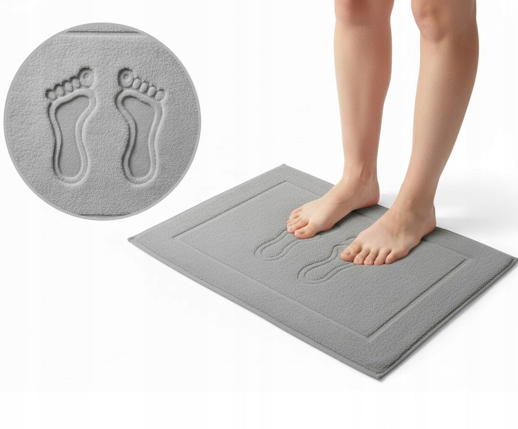 Bathroom Rug Grey Towel Foot Durable 50x70 650g/m2 100% Cotton