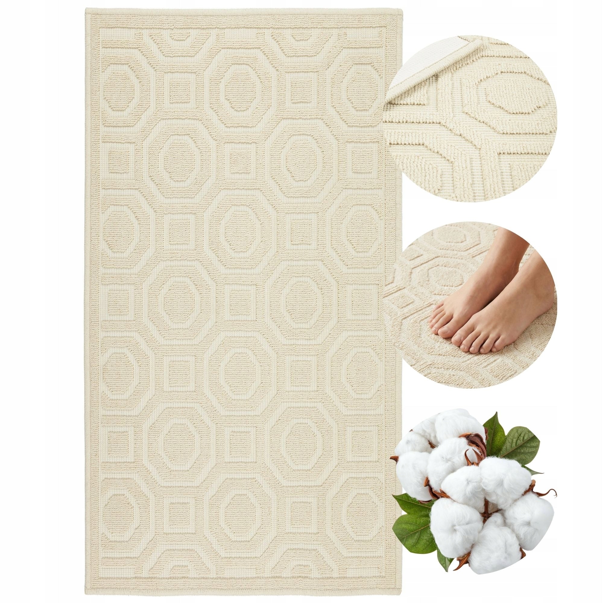 Bathroom Rug Large Absorbent Cotton 73x135 Anti-slip for Washing