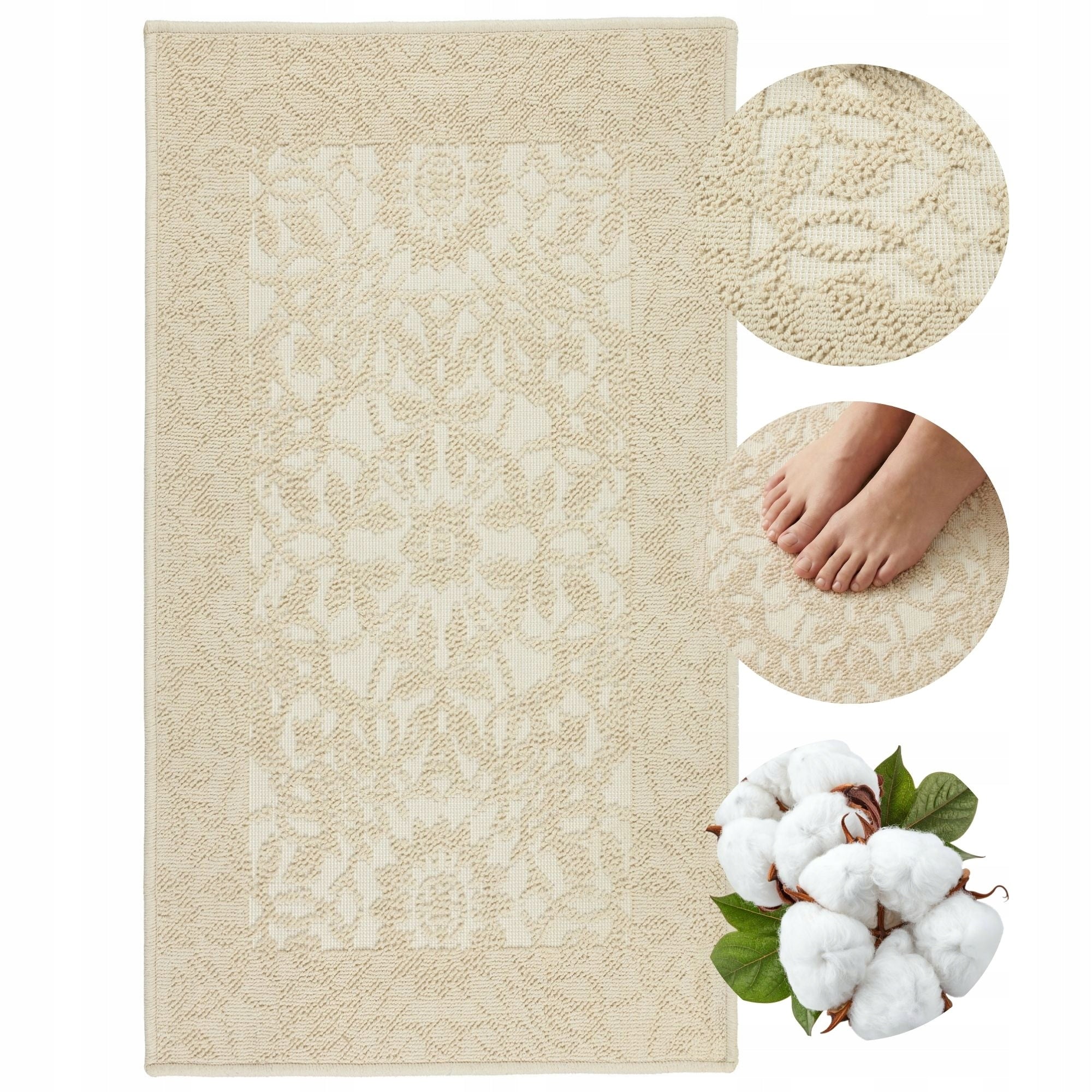 Bathroom Rug Large Cotton Anti Slip 73x135 Absorbent Washable