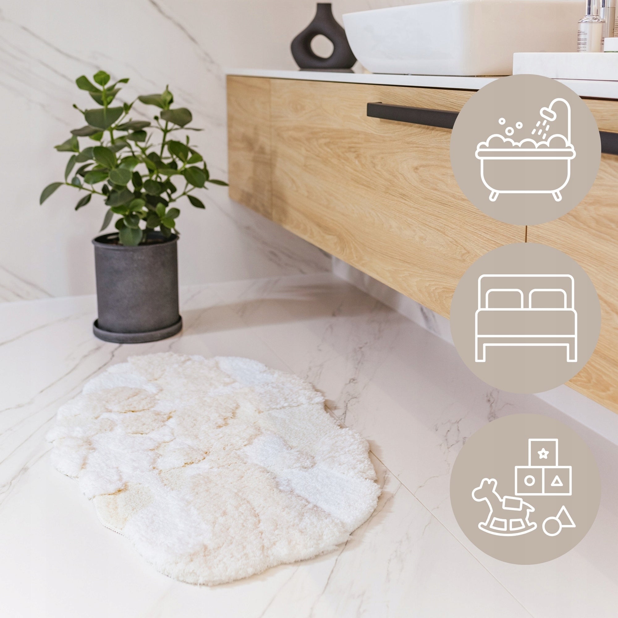 Bathroom Rug Large Fluffy 60x100 Soft Anti-Slip For Laundry Brand e-floor