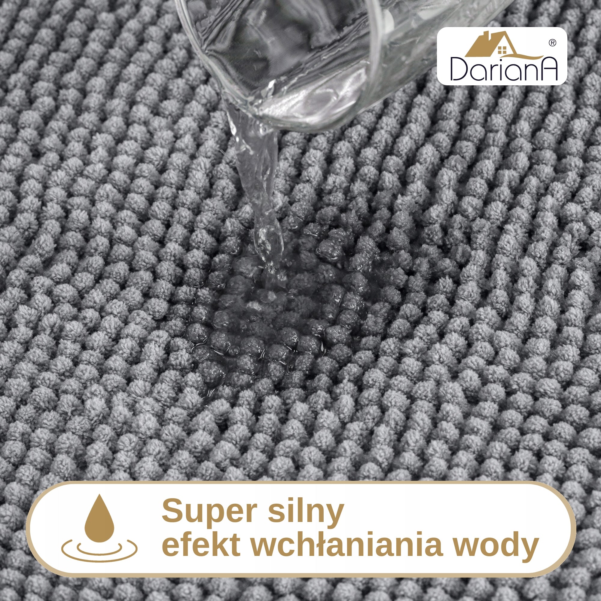 Bathroom Rug Non-Slip Soft 40x60 DarianA Minimal Grey Thickness 20 mm