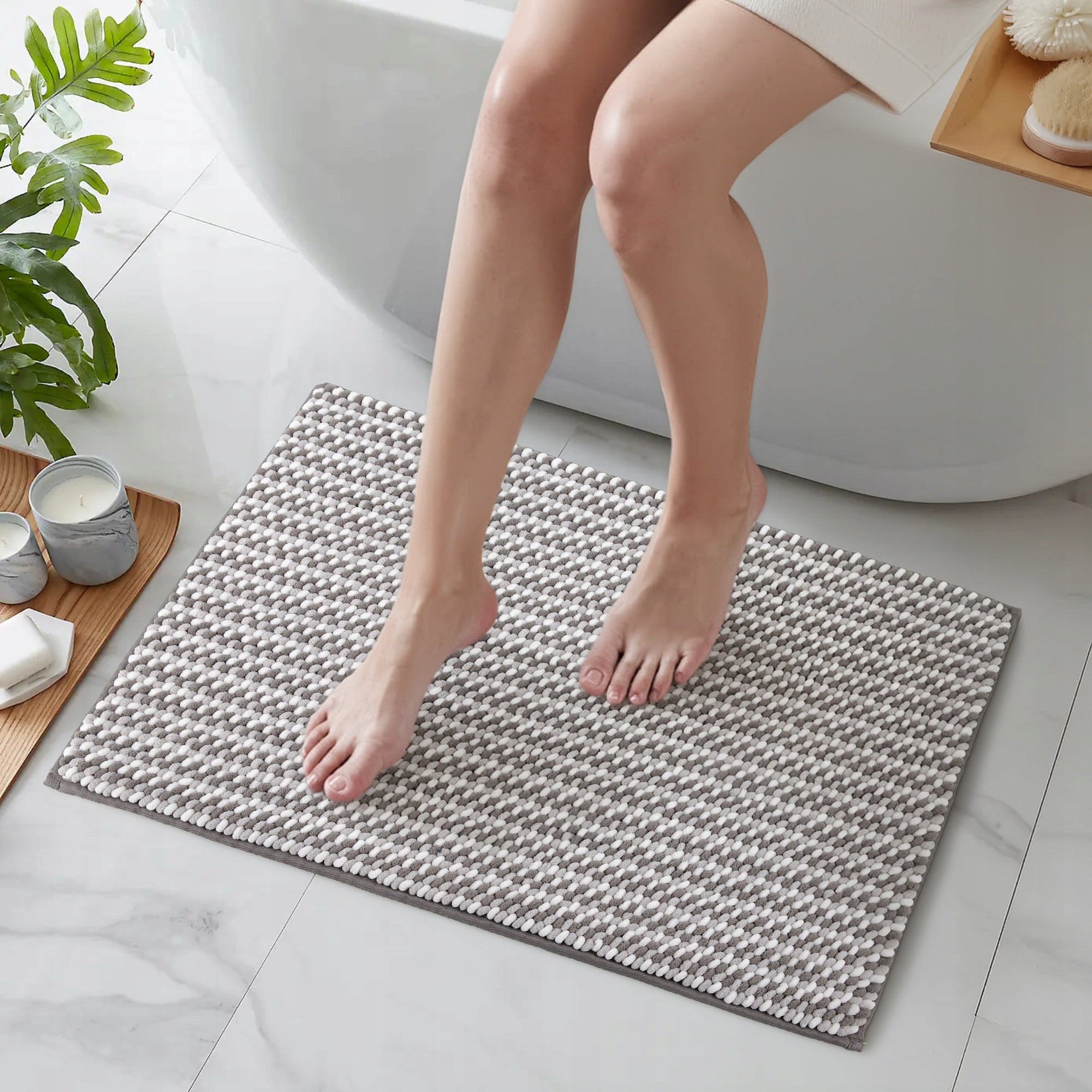 Bathroom Rug Non-Slip Soft 50x80 DarianA Melody Grey Absorbent Packaging status original