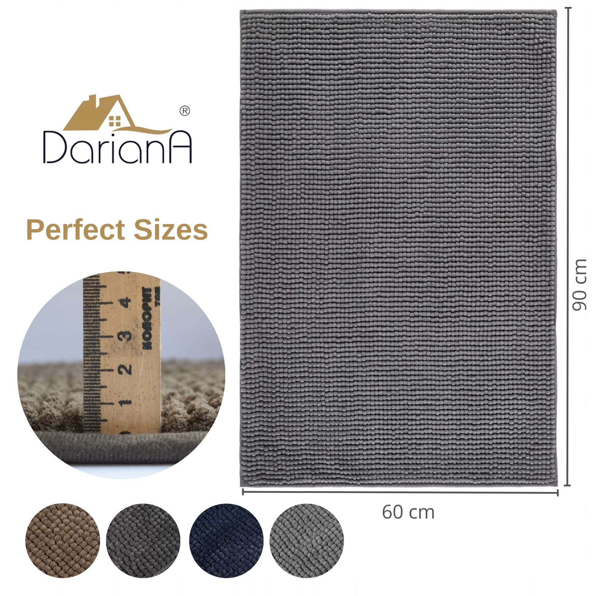 Bathroom Rug Non-slip Absorbent 60x90 DarianA Standard Plus Grey Manufacturer code 1000009095