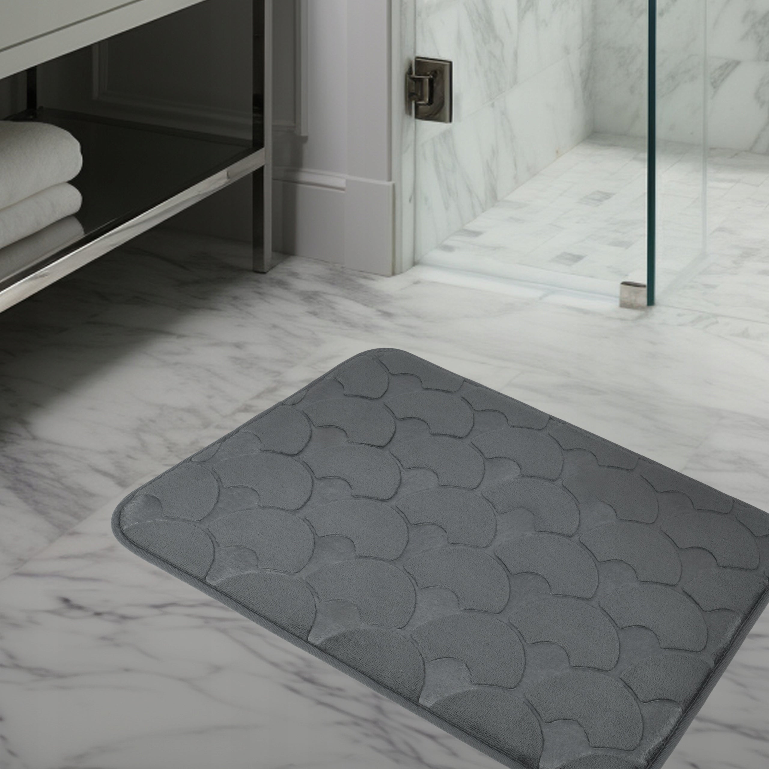 Bathroom Rug Non-slip Soft 40x60 cm Grey Durable Mat Length 40 cm