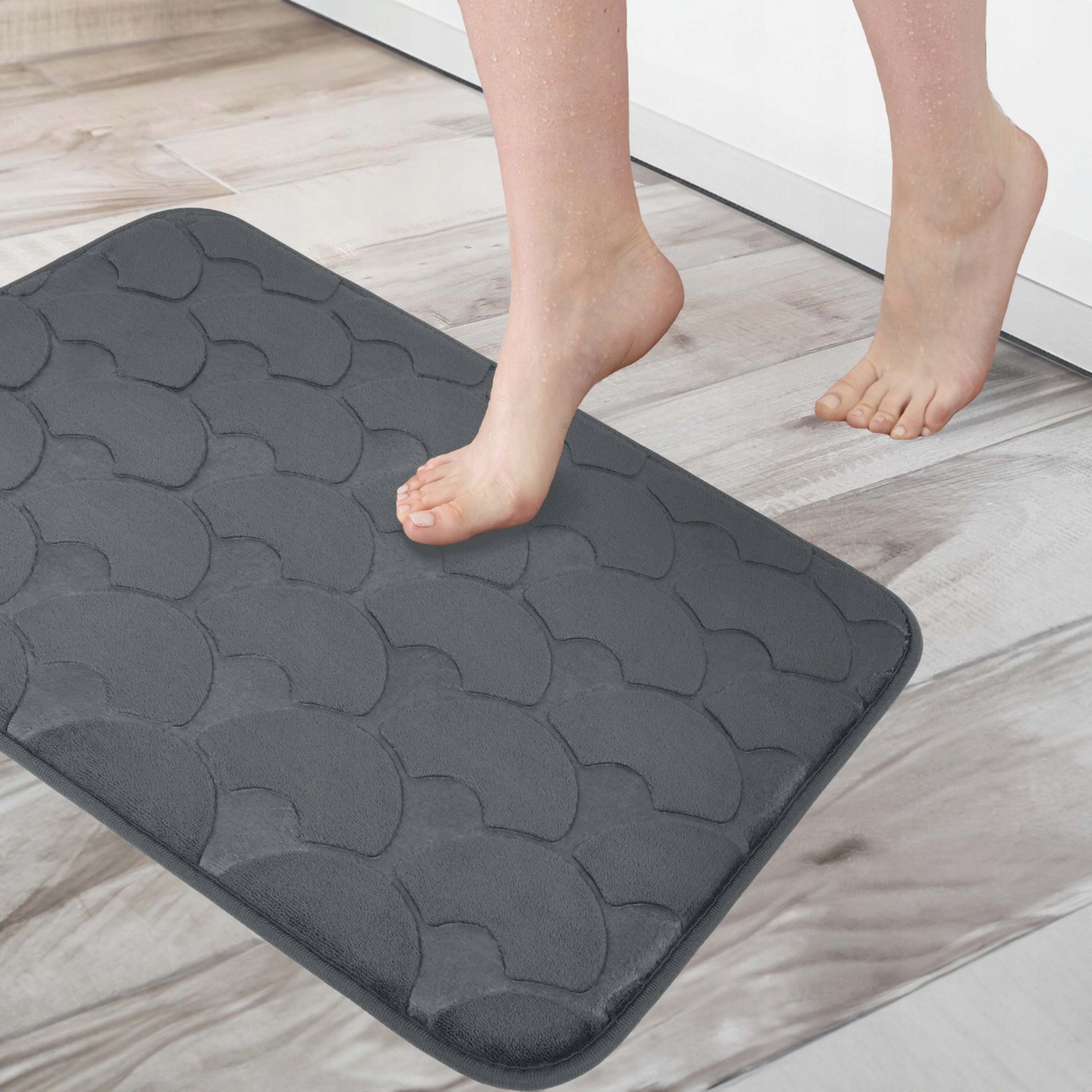 Bathroom Rug Non-slip Soft 40x60 cm Grey Durable Mat Shape rectangle