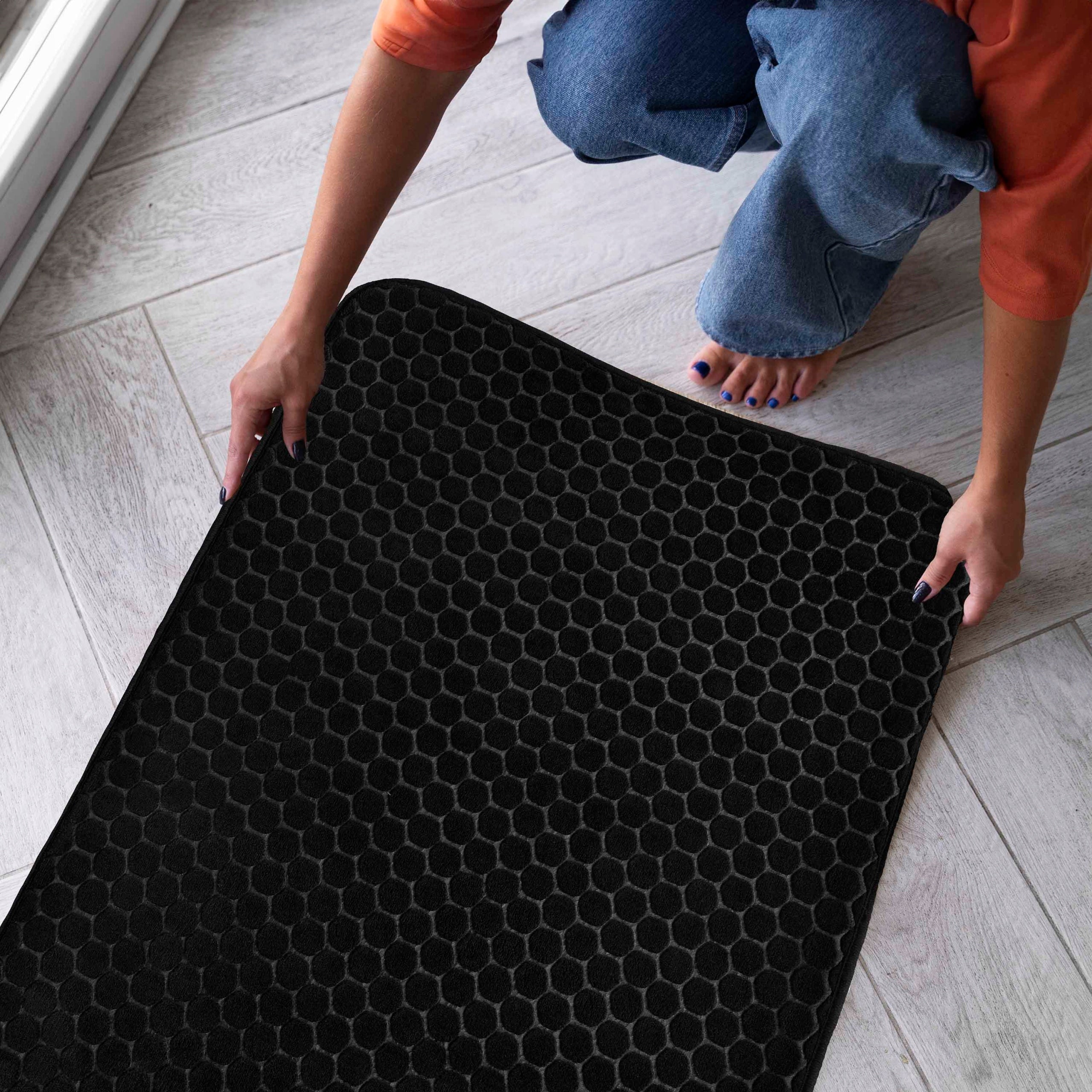 Bathroom Rug Non-slip Soft 50x80 cm Black Durable Mat Product width 80 cm