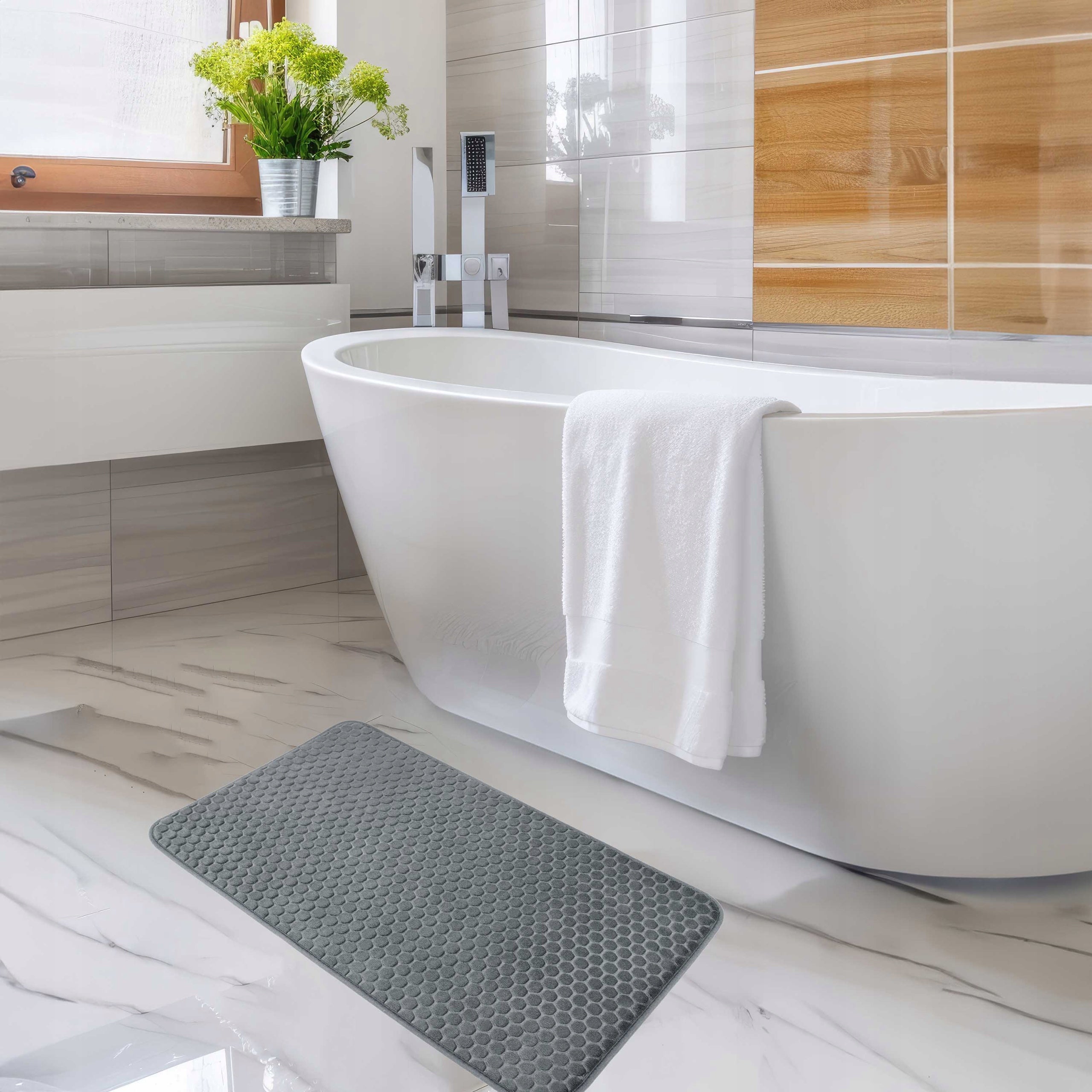 Bathroom Rug Non-slip Soft 50x80 cm Grey Durable Mat Product width 80 cm