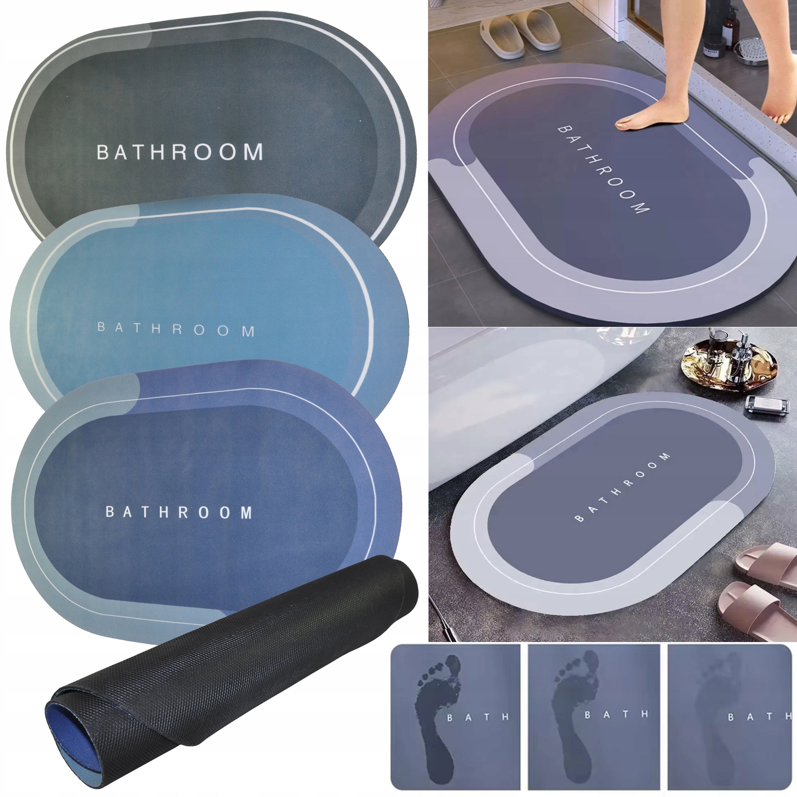 Bathroom Rug QUICK DRYING 38x58 OVAL Foam BATHROOM MAT