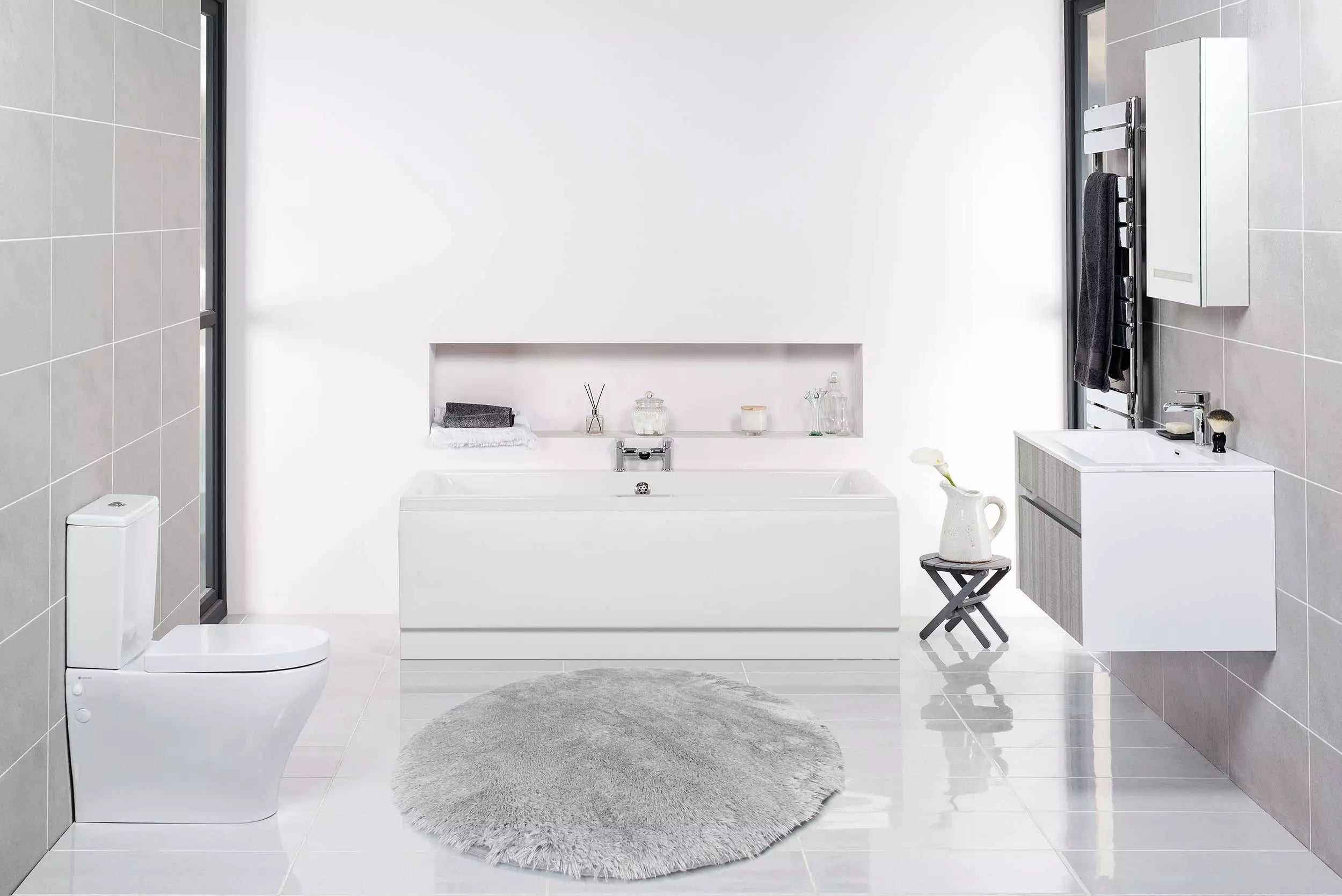 Bathroom Rug SOFTI Grey Plush Anti-slip Wheel 80 cm Brand ELSIMONE CARPET