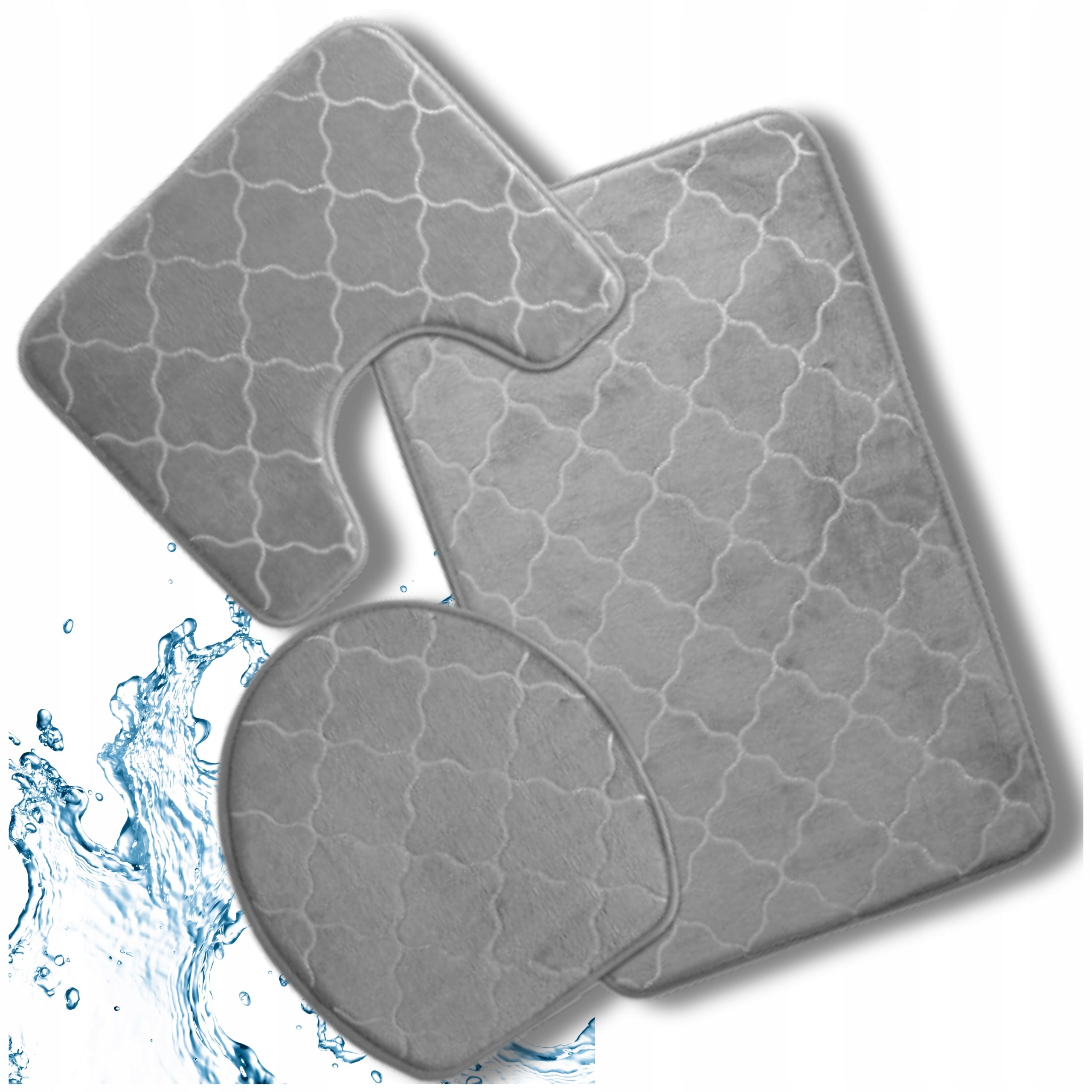 Bathroom Rug Set 3pcs Non-Slip Absorbent Mat Packaging status original