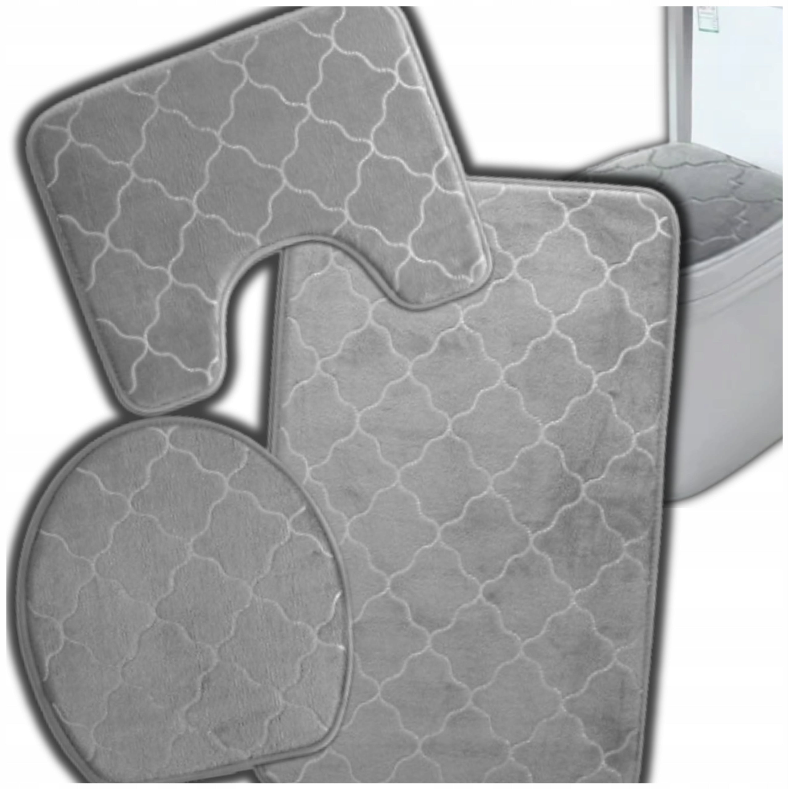 Bathroom Rug Set 3pcs Non-Slip Absorbent Mat
