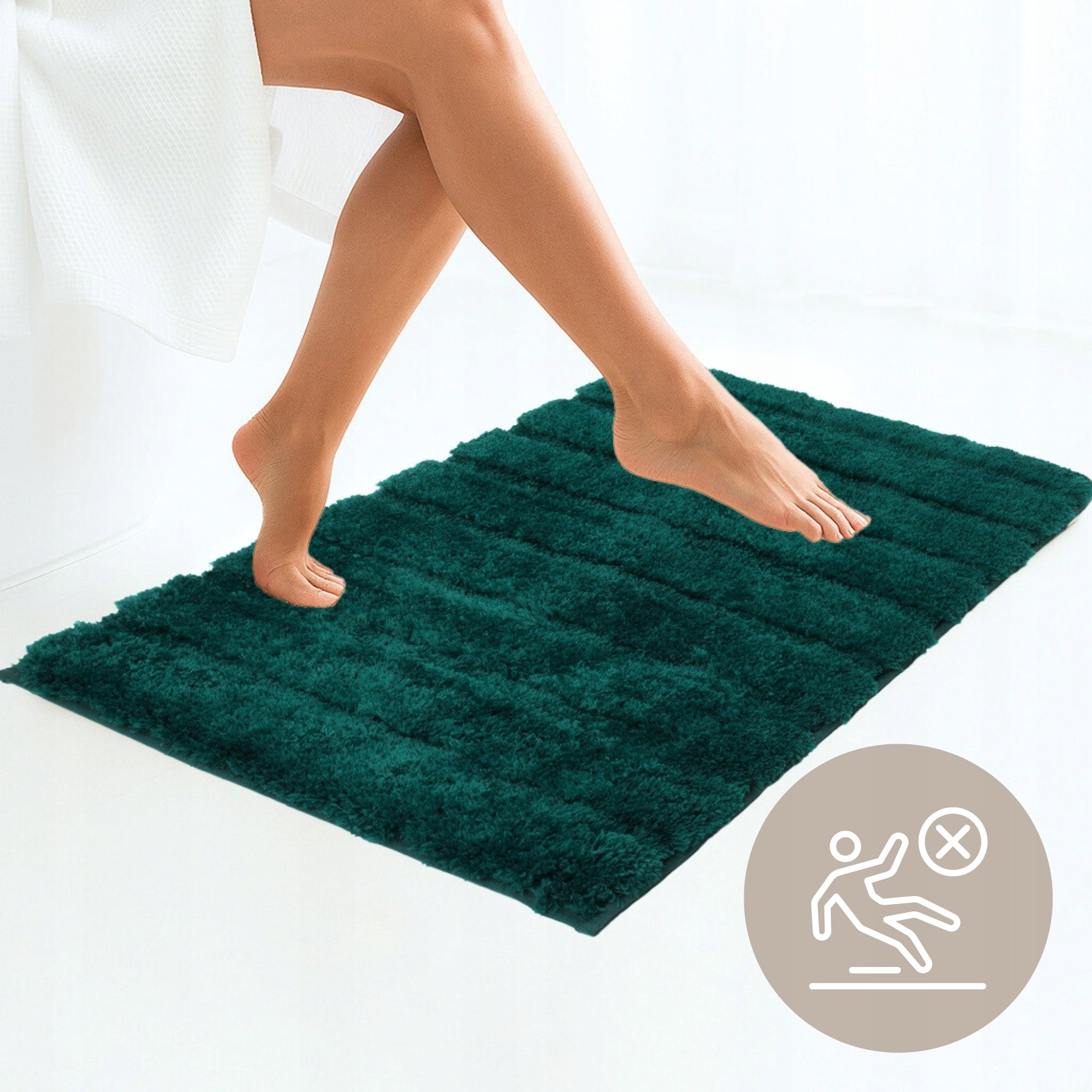 Bathroom Rug Soft Anti-Slip Thick 60x90cm Green Fluffy Product width 60 cm