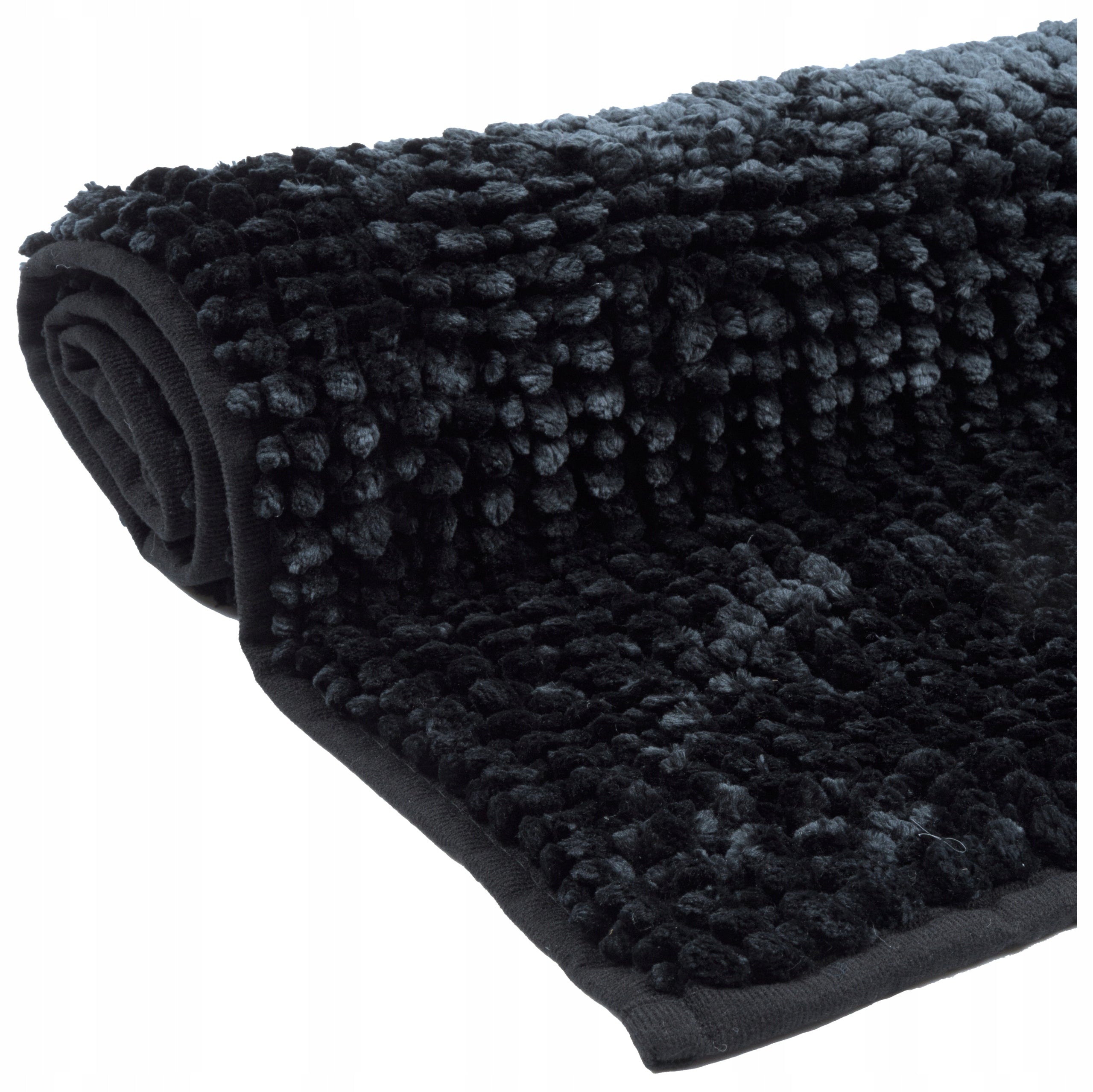 Bathroom Rug Soft, Anti-Slip, Thick, Washable, Black, 40x60cm