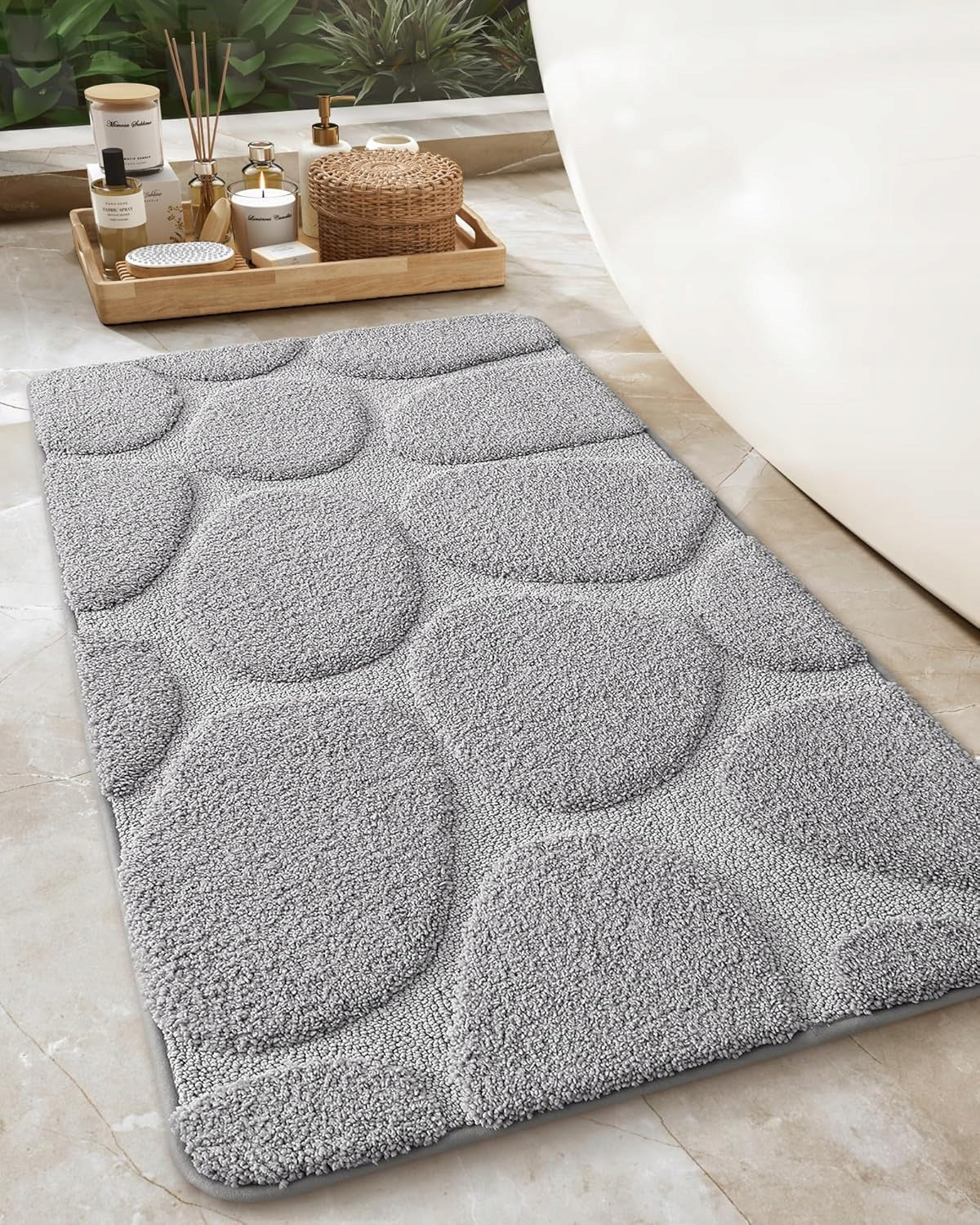 Bathroom Rug Soft Anti-slip mat COLOR&GEOMETRY 60x90 cm grey