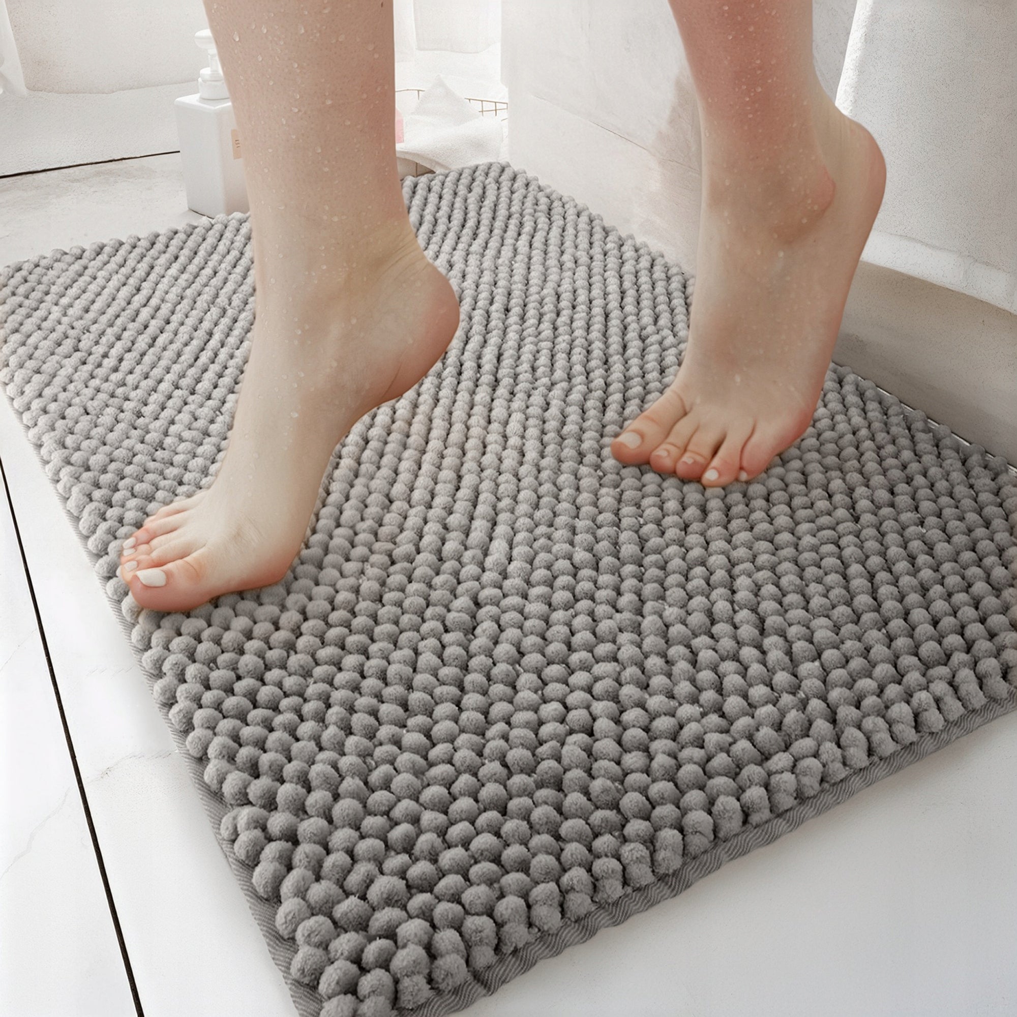 Bathroom Rug Soft Non-Slip 50x80 DarianA Pineapple Silver Grey