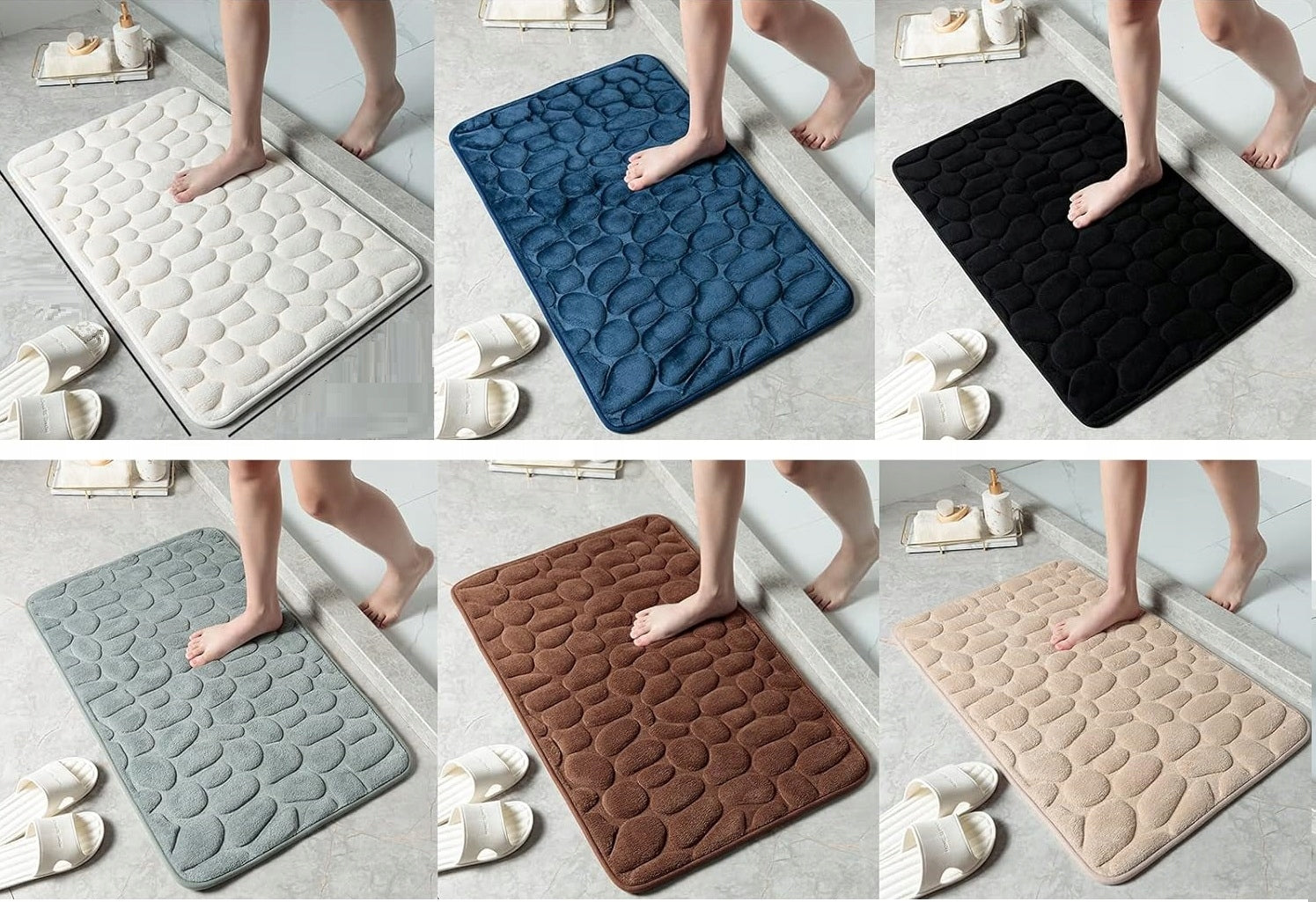 Bathroom Rug Soft Quick Drying Light Grey Anti-slip 40x60cm Length 40 cm
