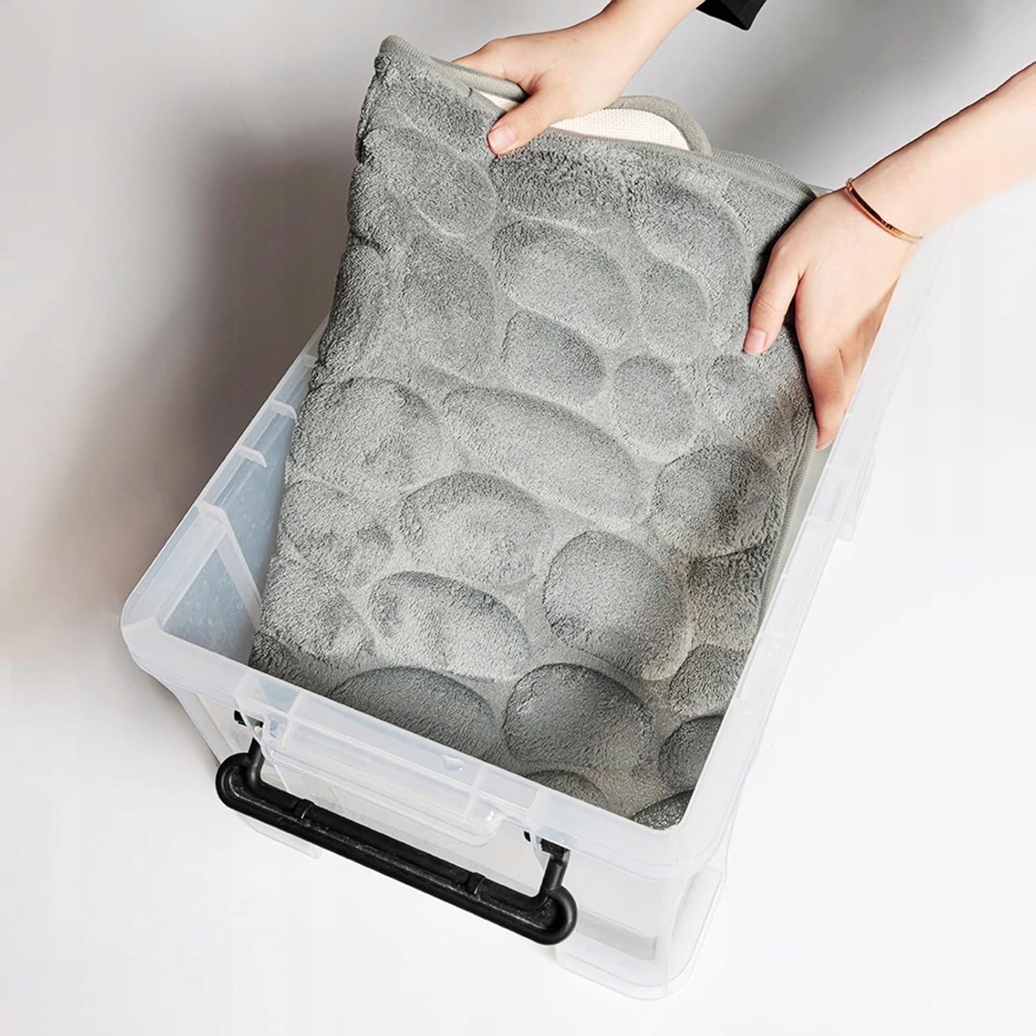 Bathroom Rug Soft Quick Drying Light Grey Anti-slip 40x60cm Shape square