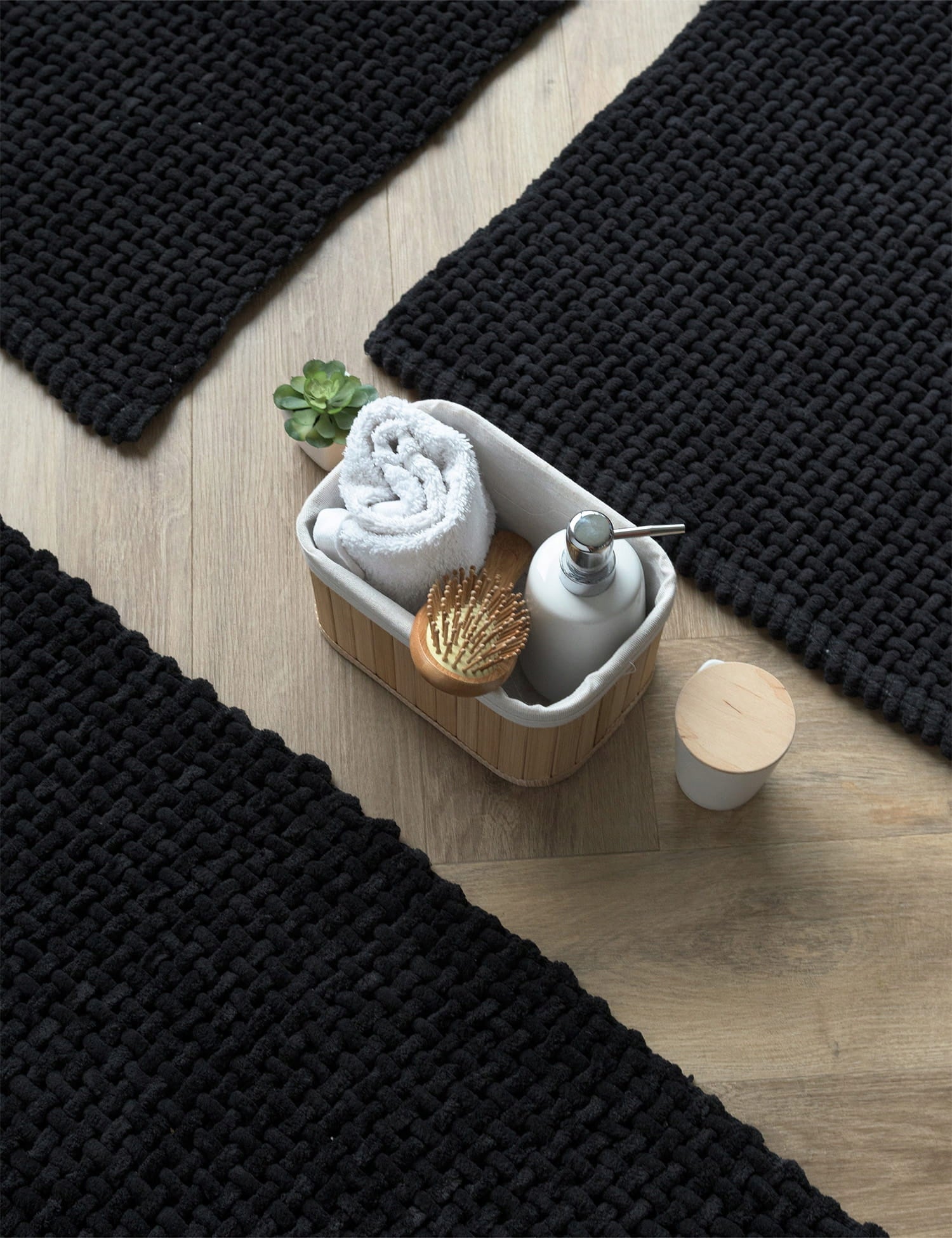 Bathroom Rug Soft Warm Absorbent Decorative Pattern 60x100cm Black EAN (GTIN) 5904169731544