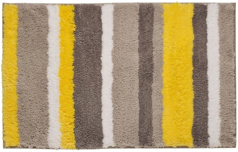 Bathroom Rug Strips Yellow Grey White Microfiber 50x80 Anti-Slip