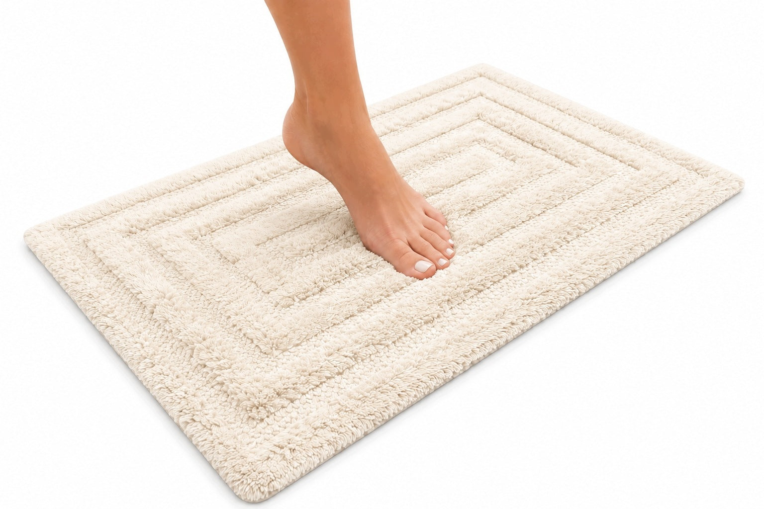 Bathroom Rug White Cream Ecru 60x100 COTTON 100 % Thick ABSORBENT Packaging status original