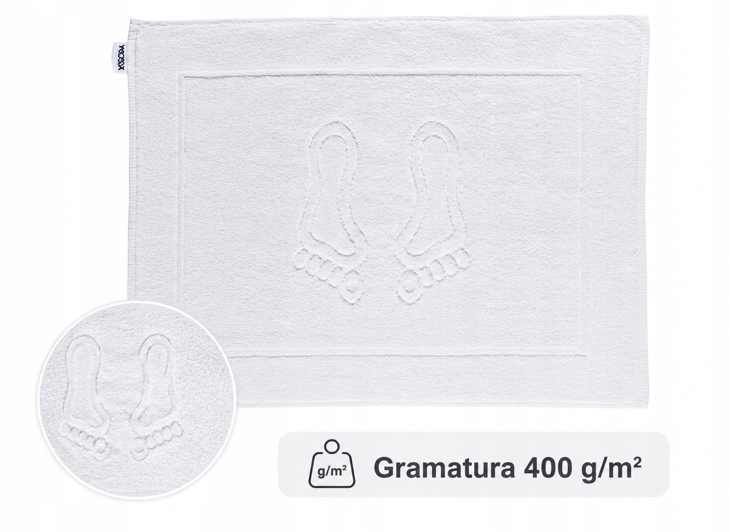Bathroom Rug White Towel Foot Durable 50x70 400g/m2 100% Cotton Manufacturer code Ręcznik stopka Rosa 50x70 400g/m2 biały stopy