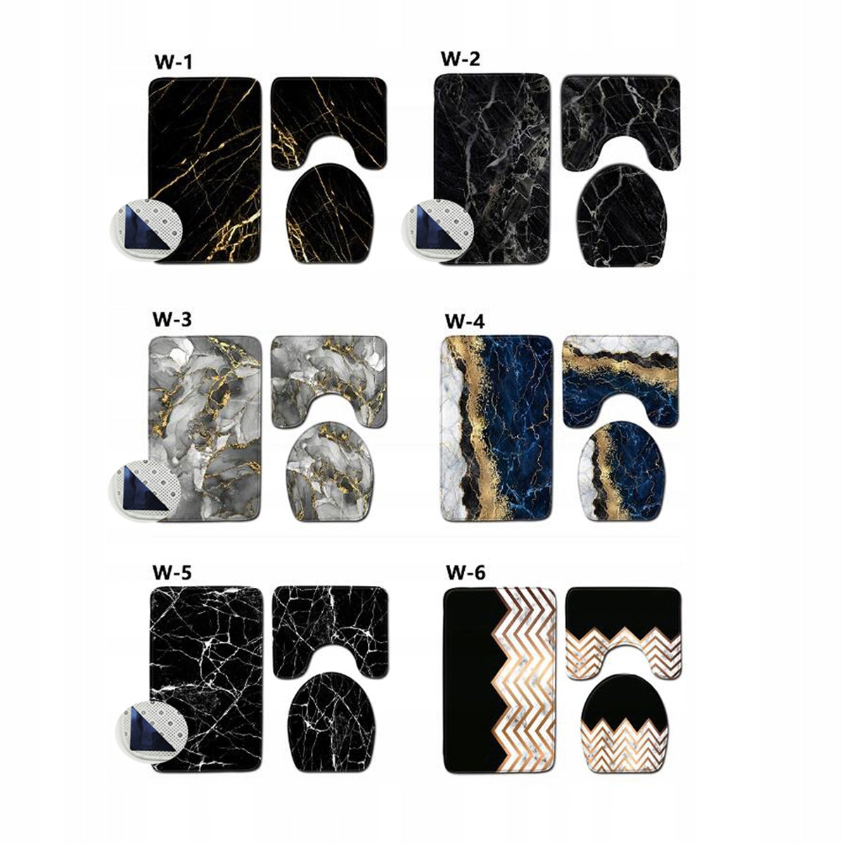 Bathroom Rugs 3 Piece Set Soft Non-Slip Absorbent Toilet Mat Rug Carpet Brand no brand