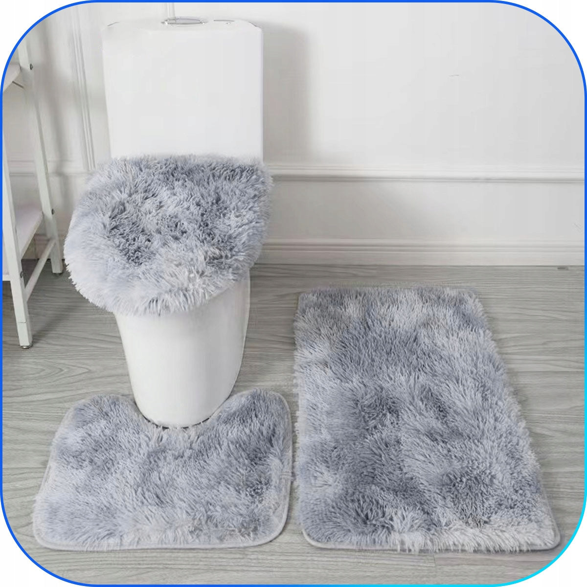 Bathroom Rugs Set 3in1 Grey Non-Slip Quick-Drying SOFT Packaging status original
