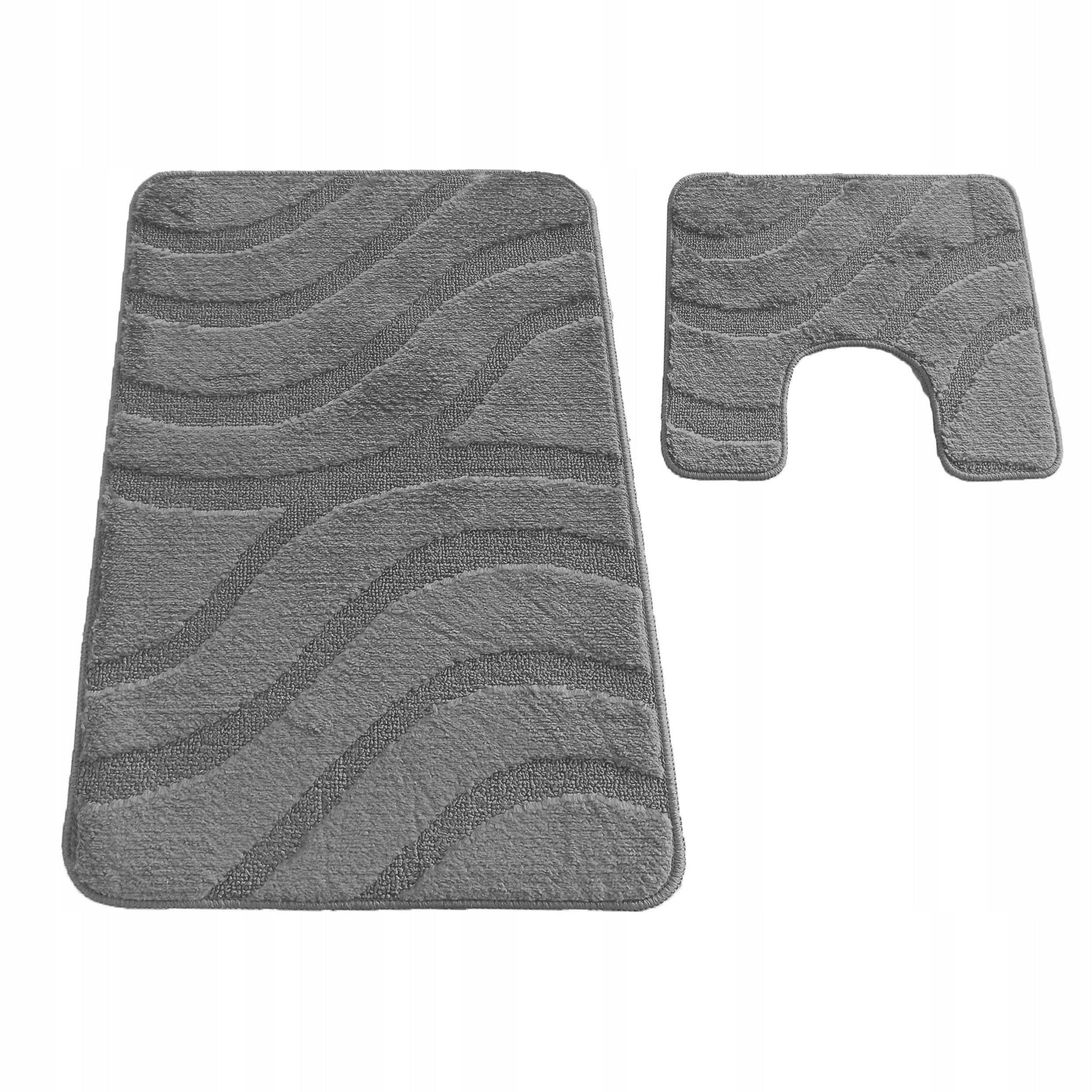 Bathroom Rugs Set of 2 Non-Slip Graphite Washable