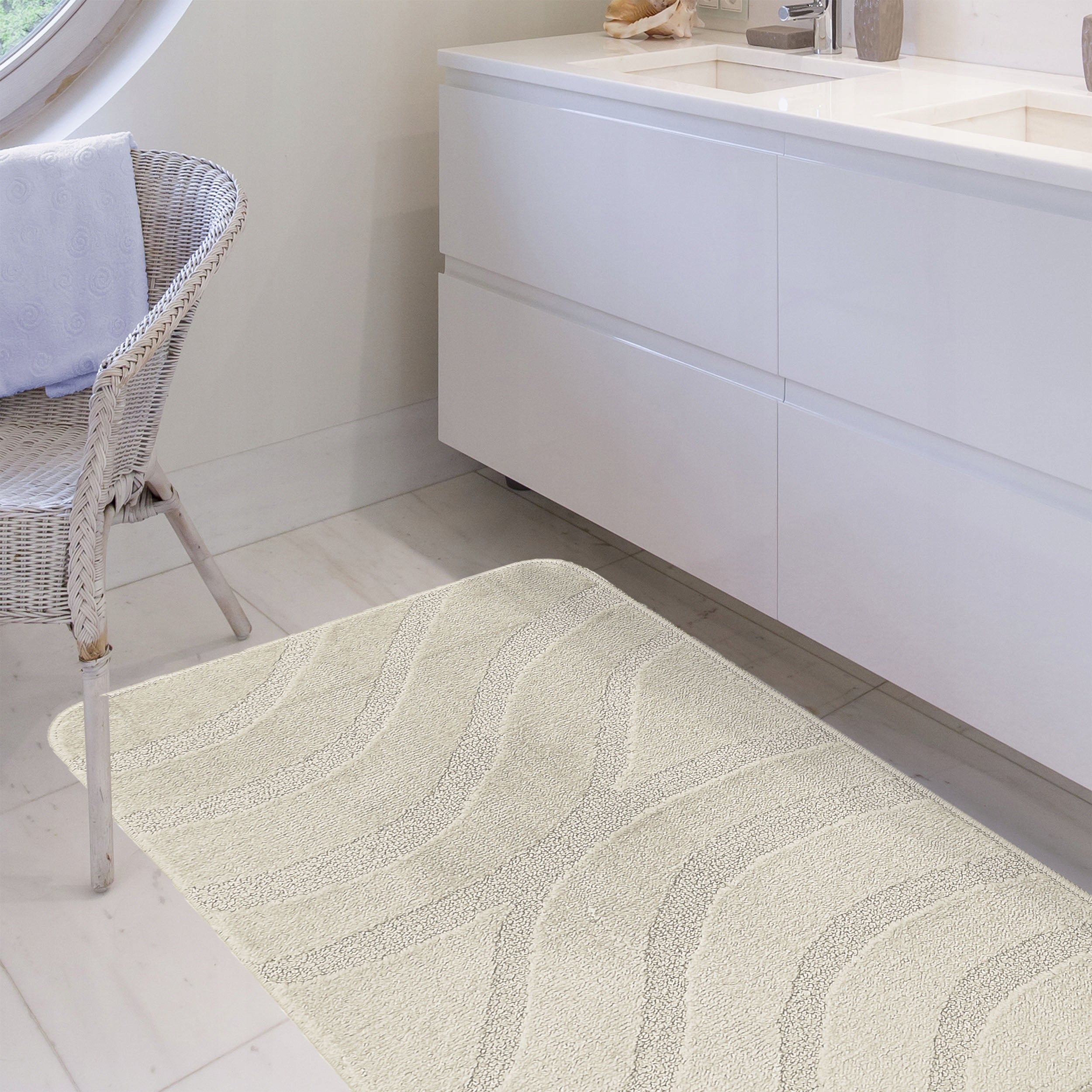 Bathroom Rugs Set of 2 Non-Slip Pearl Washable Manufacturer code MONTU-SYMP-PEARLWH