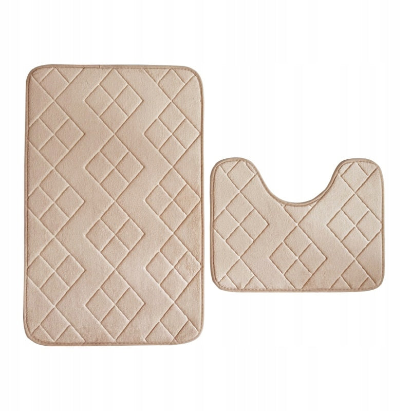 Bathroom Rugs Set of 2 Toilet Set Beige