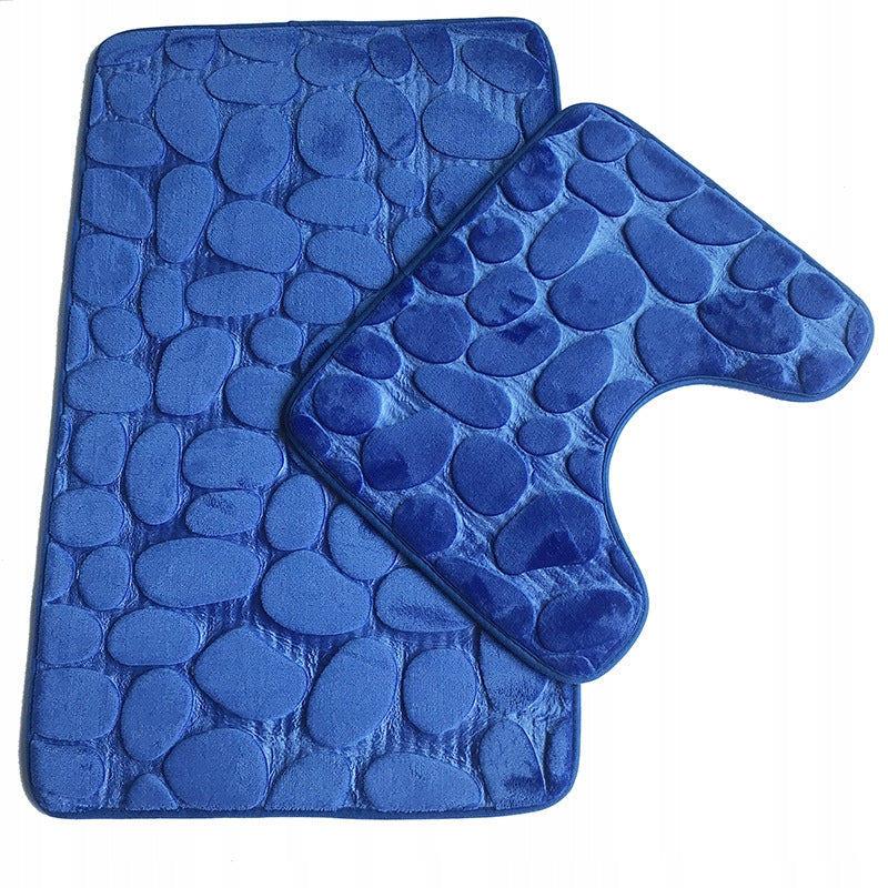 Bathroom Rugs Set of 2 Toilet Set Navy Blue