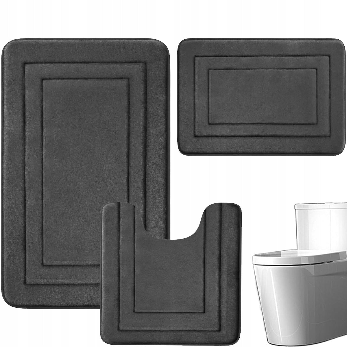 Bathroom Rugs Set of 3 Anti-Slip Set of 3in1 Packaging status original