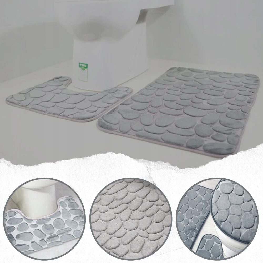 Bathroom Rugs Set of 3 Non-Slip Soft Grey Stone Manufacturer code HEB399
